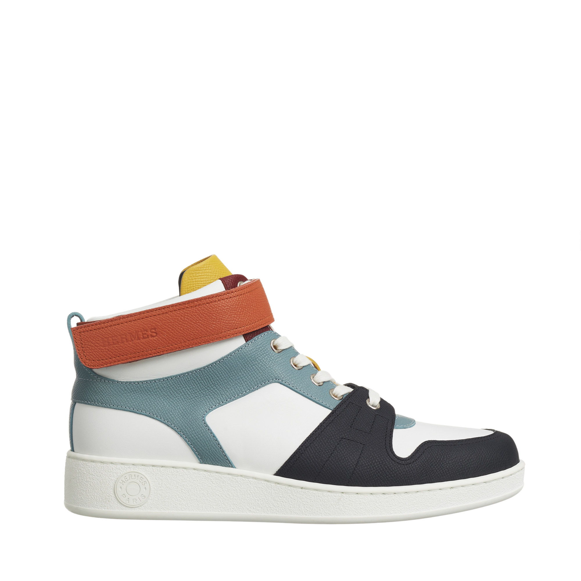 Hermès high-top trainer in Epsom calfskin and calfskin.