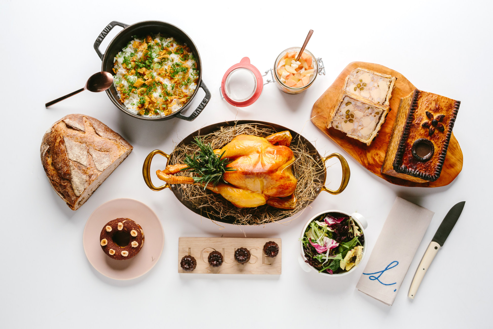 Roasted Hong Kong yellow chicken, Niigata rice and salad from one-Michelin-star French bistro Louise. Photo: Louise