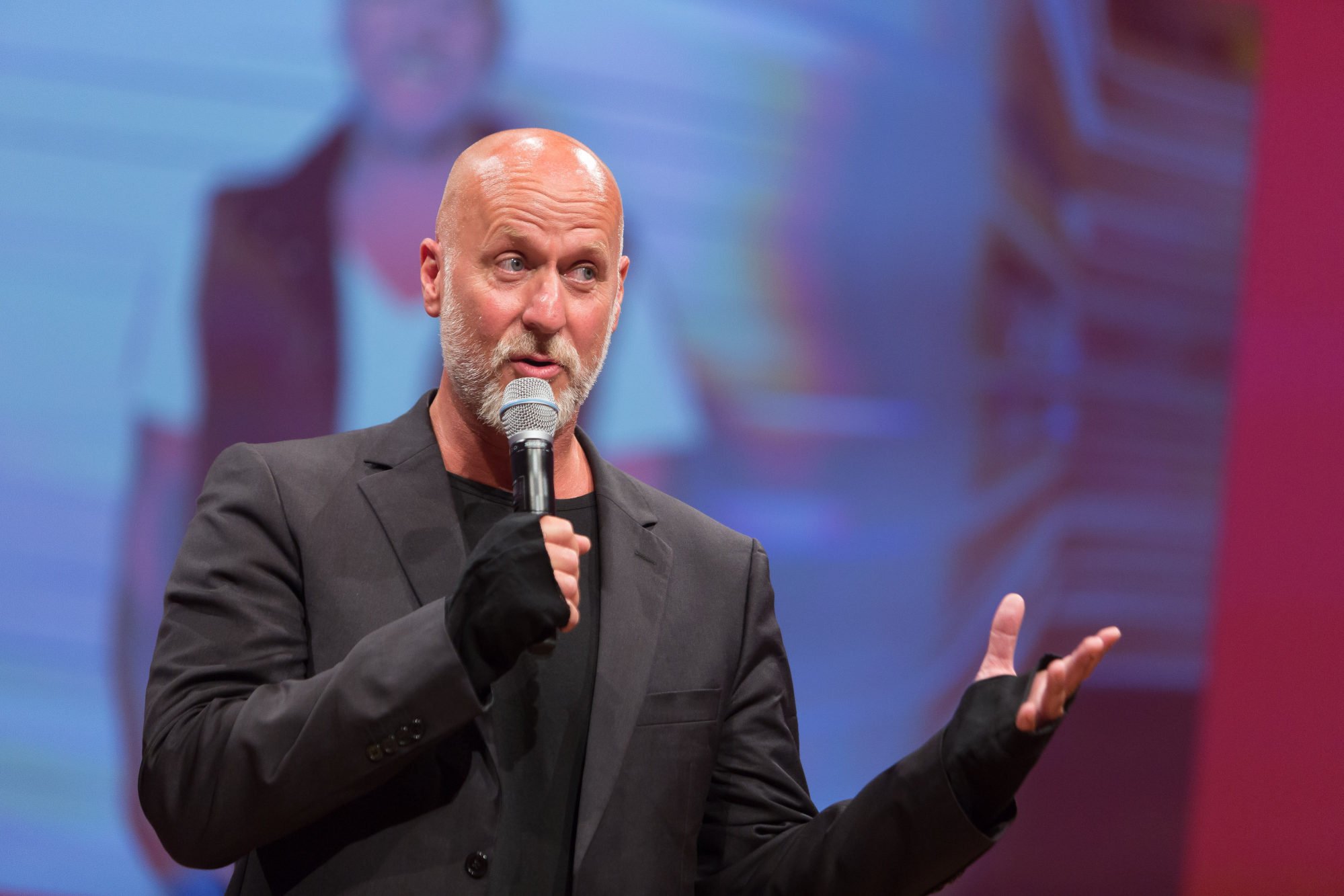 Rainer Schaller of McFit Global Group speaks during the Klitschko launch event at Elbphilharmonie in 2017, in Hamburg, Germany. Photo: Getty Images