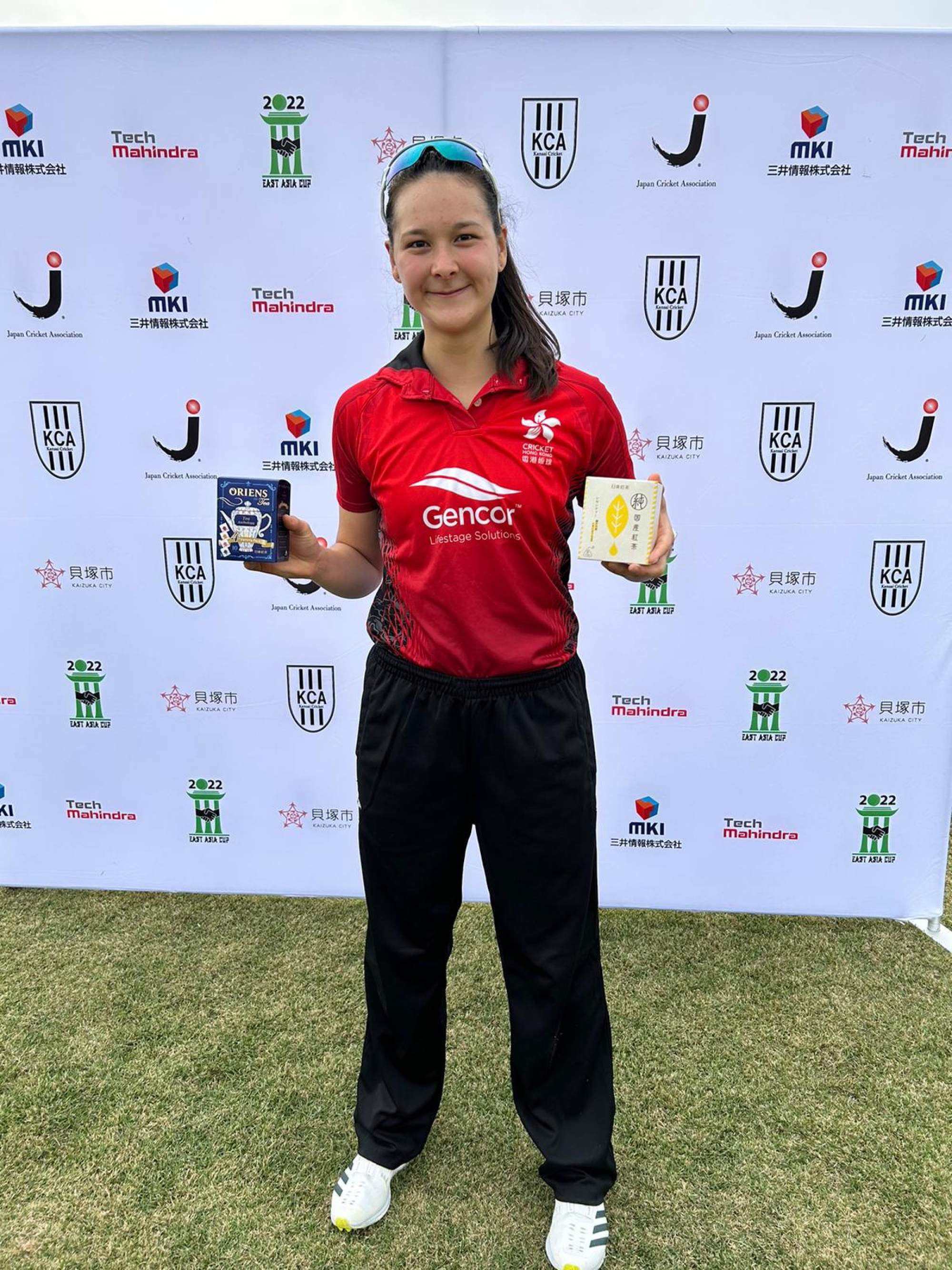Mariko Hill picked up the deserved player of the match award, proving dangerous with the bat and ball. Photo: Cricket Hong Kong