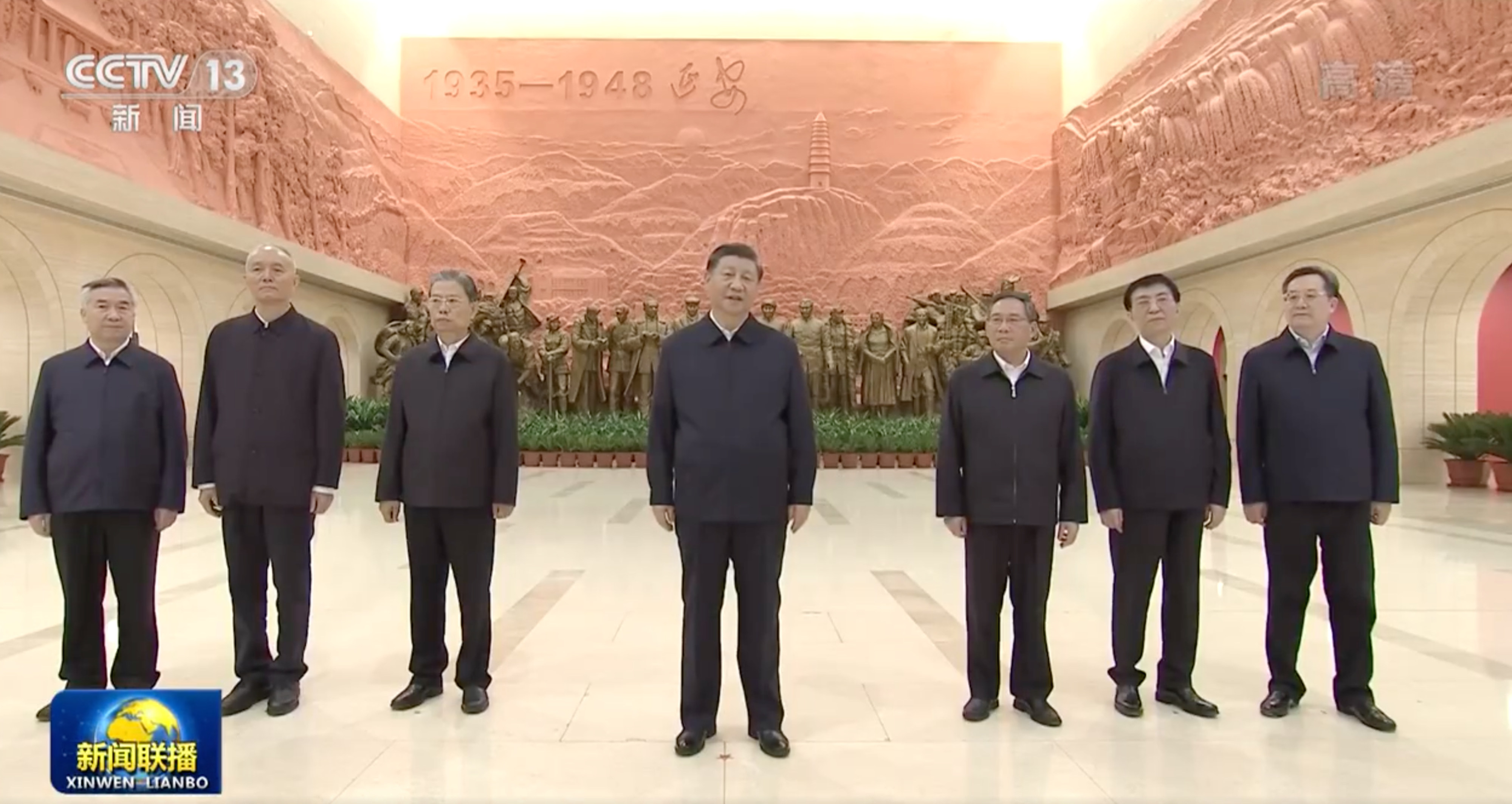 President Xi Jinping with members of China’s new Politburo Standing Committee in Yanan, in northwestern Shaanxi province. Photo: CCTV