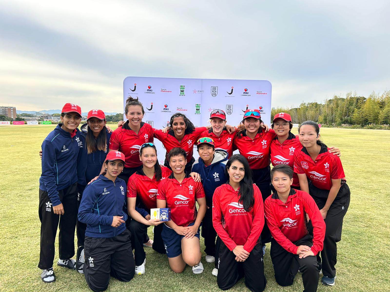 The Hong Kong squad cruised to a comfortable win the opening Women’s East Asia Cup match against Japan. Photo: Cricket Hong Kong 