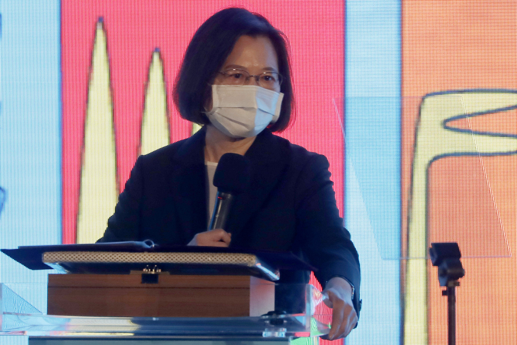 Taiwan President Tsai Ing-wen addressing the 11th global assembly of the World Movement for Democracy in Taipei, on Tuesday. Photo: AP Taiwan President Tsai Ing-wen addressing the 11th global assembly of the World Movement for Democracy in Taipei, on Tuesday. Photo: AP