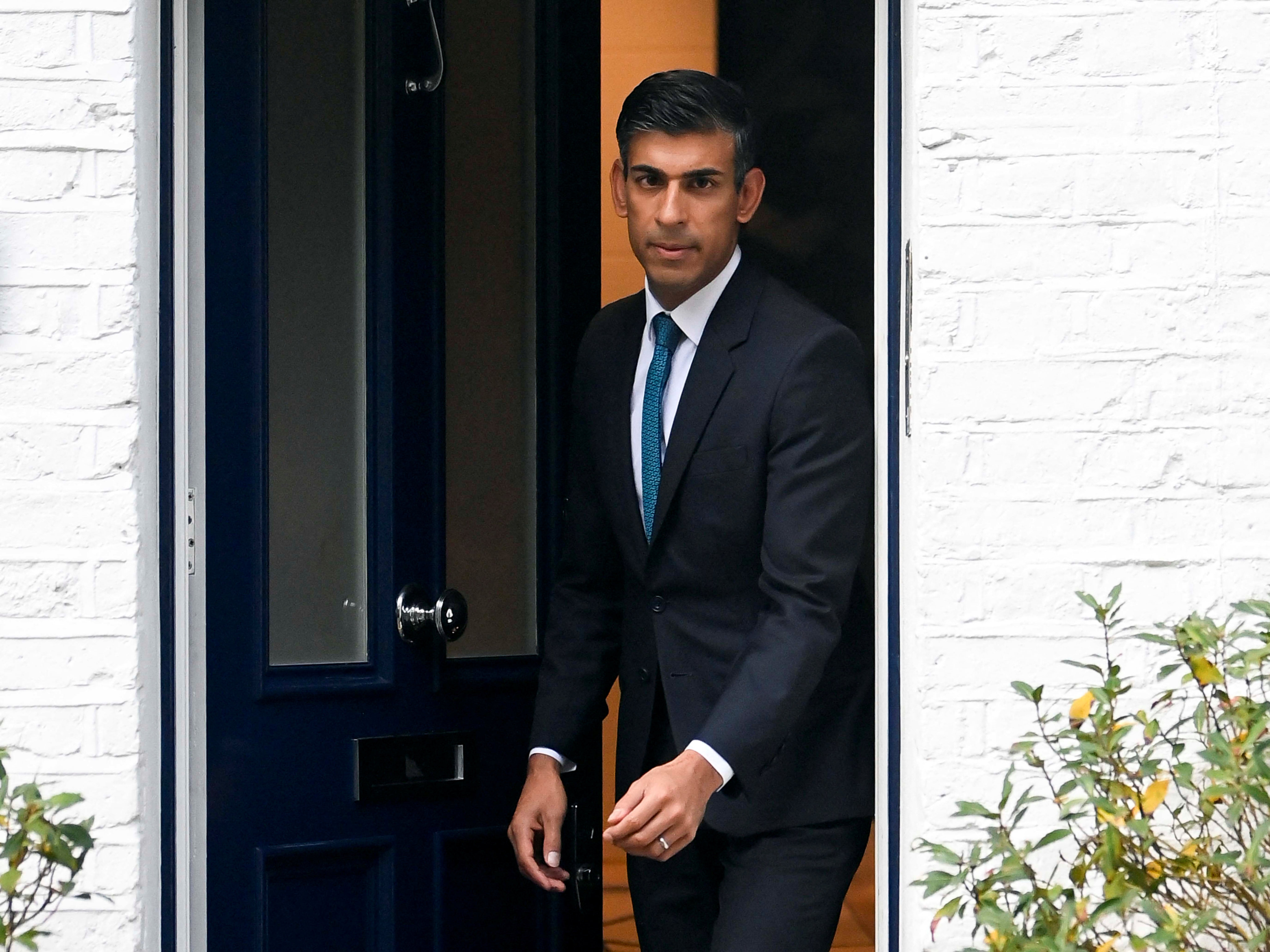 Rishi Sunak leaving his home in London. He will be the richest prime minister to occupy 10 Downing Street. Photo: Reuters