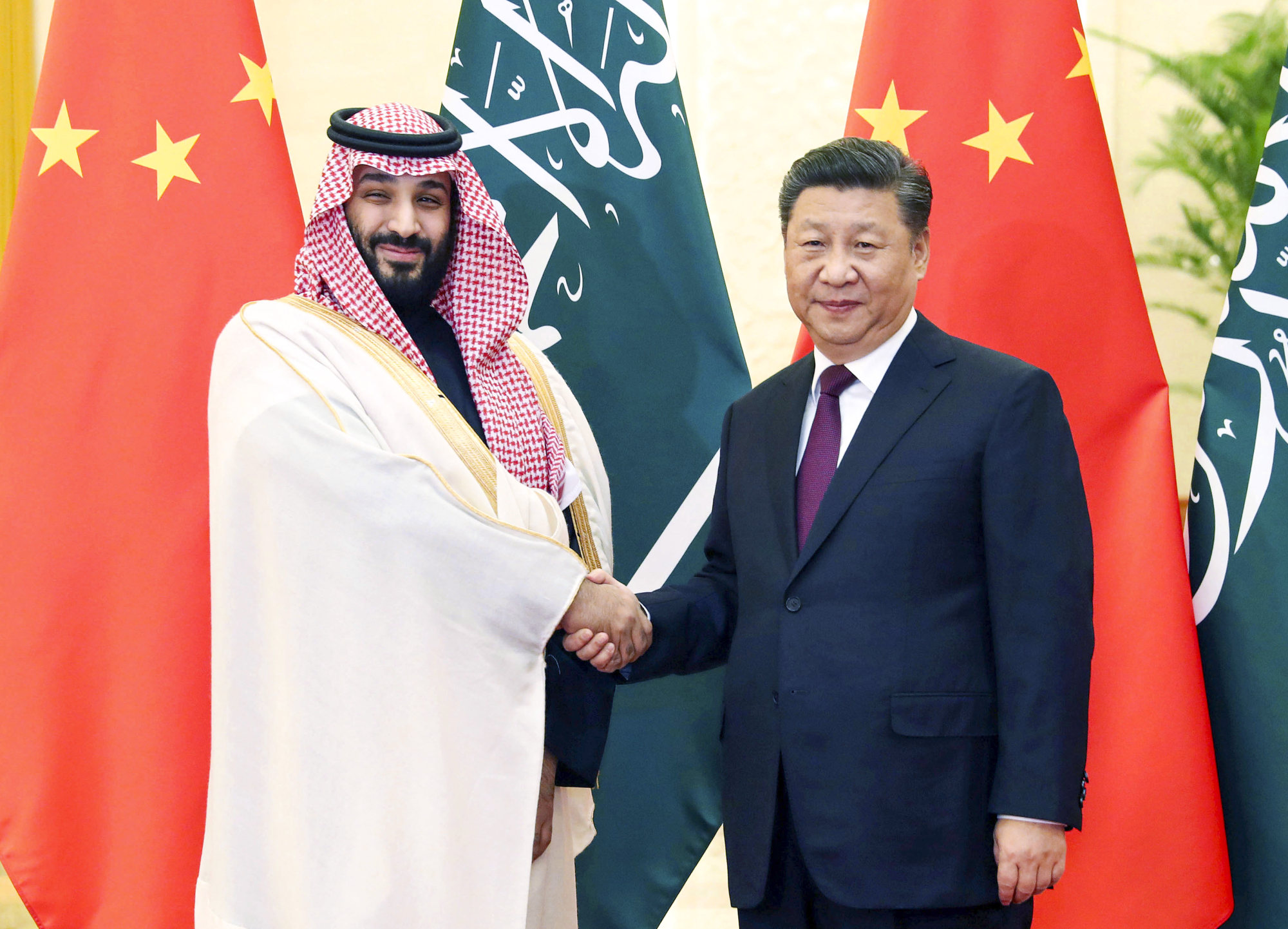 President Xi Jinping greets Saudi Arabian Crown Prince Mohammed bin Salman at the Great Hall of the People in Beijing in February 2019. Photo: Xinhua