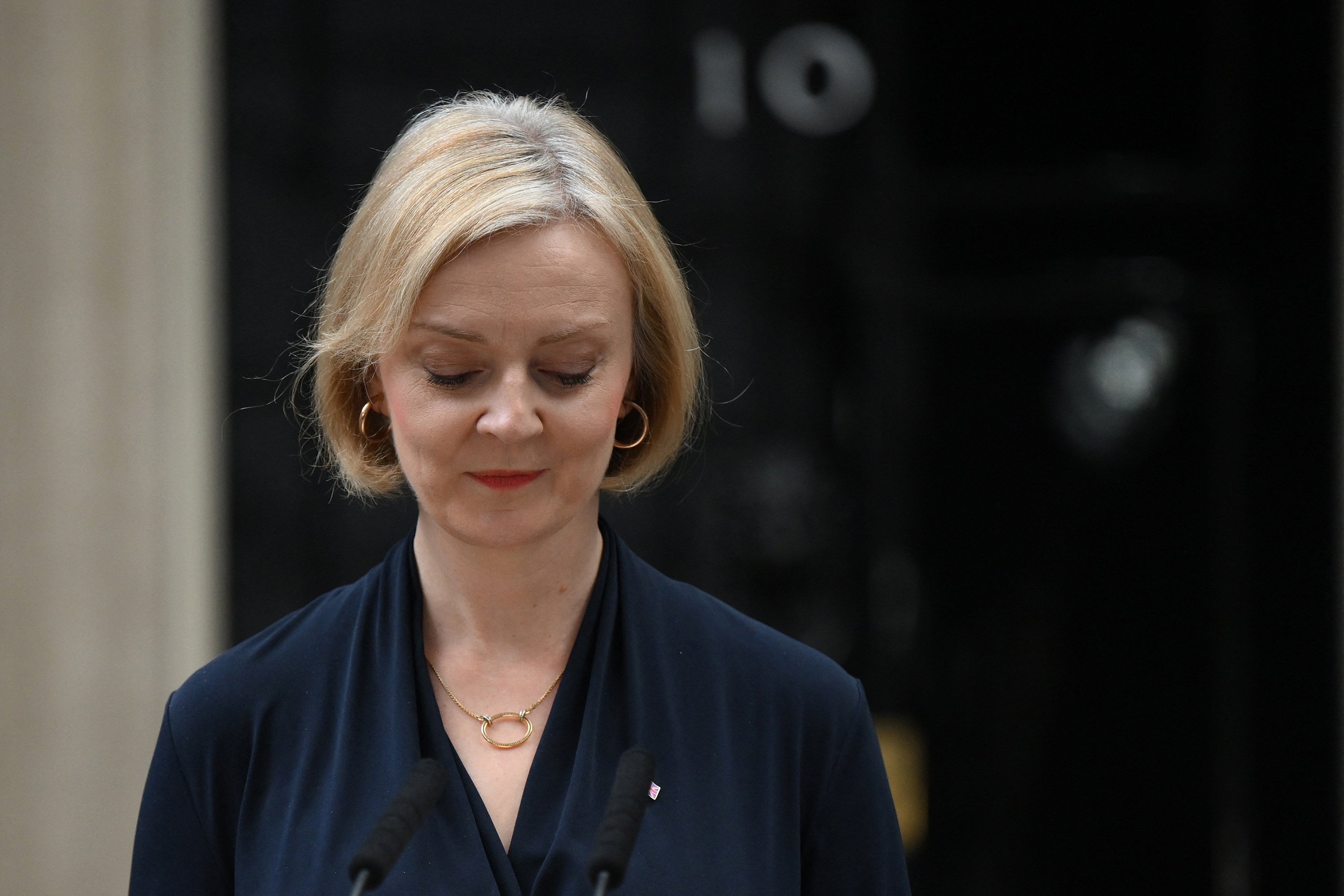Britain’s former prime minister Liz Truss announces her resignation in London on October 20. Photo: AFP / Getty Images / TNS