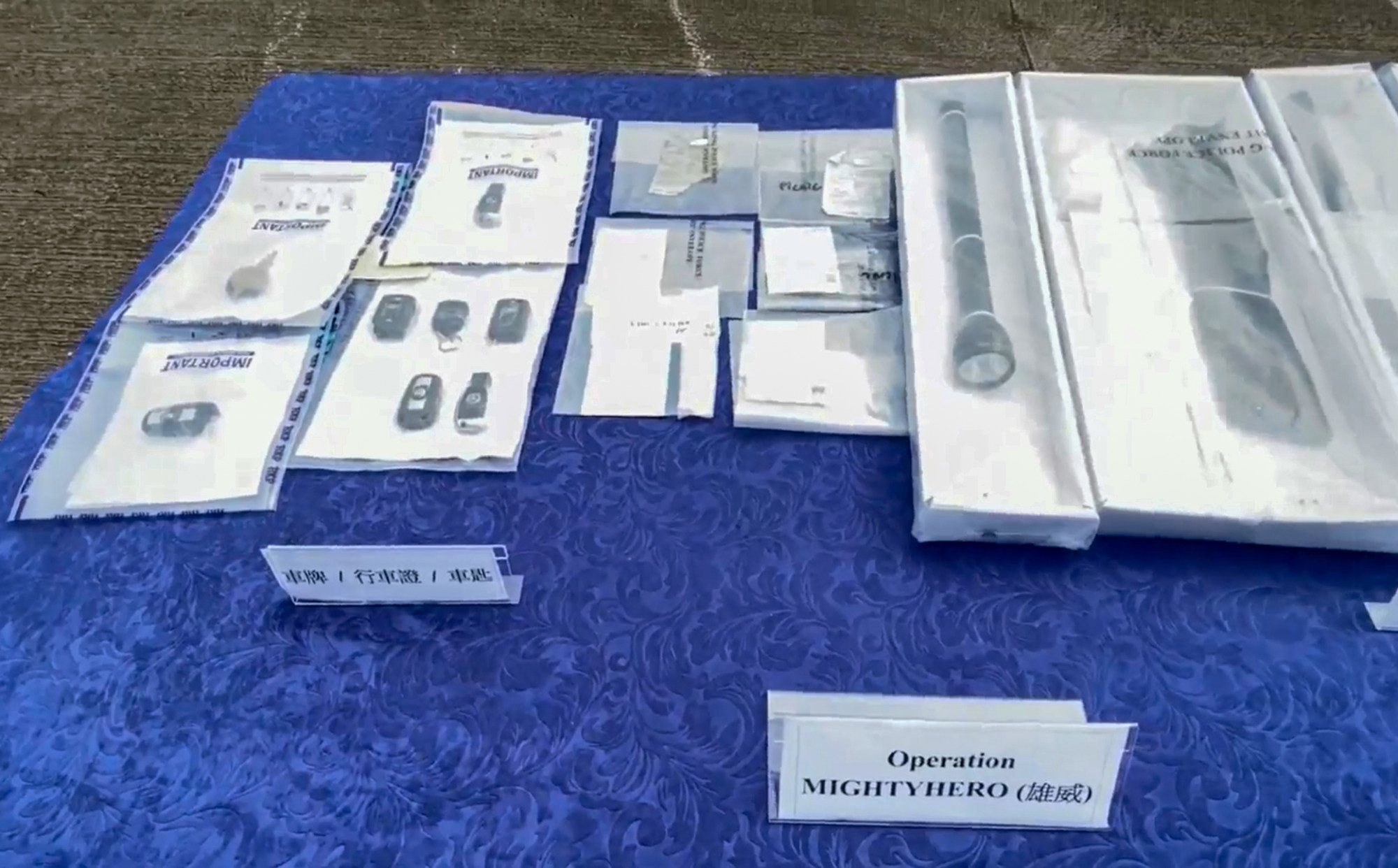 A retractable baton, three knives and other items were found. Photo: Handout