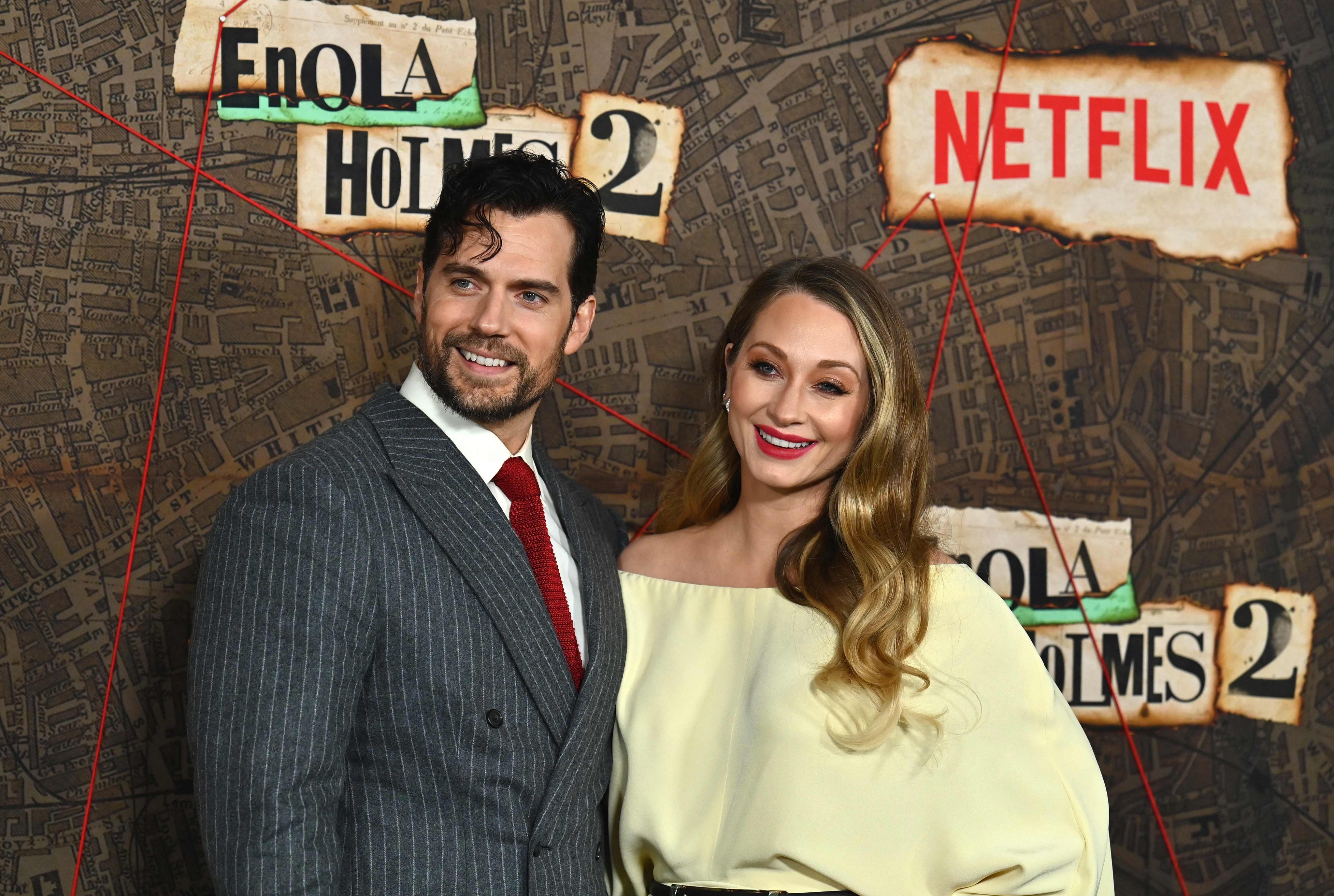 British actor Henry Cavill and his girlfriend Natalie Viscuso arrive for the premiere of Netflix’s Enola Holmes 2 at The Paris Theatre in New York City, on October 27. Photo: AFP