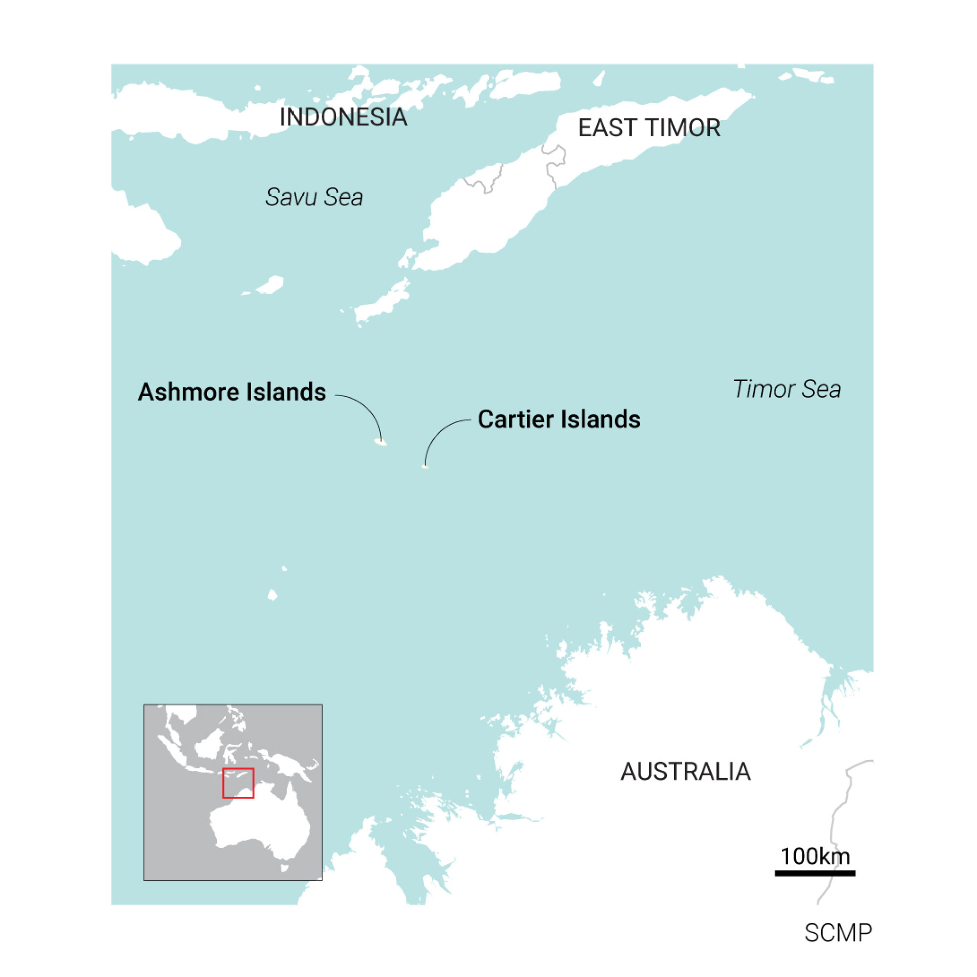 Australia designated Ashmore Reef and Cartier Island as marine parks in 1983 and 2000, respectively, meaning commercial fishing and aquaculture in the parks’ sanctuary zones are prohibited. Map: SCMP