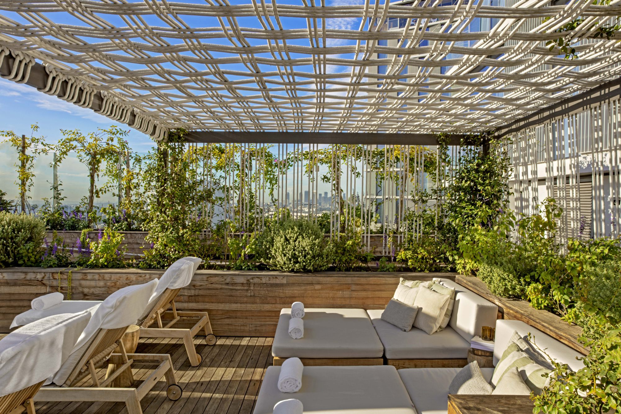 The pool deck at 1 Hotel West Hollywood.