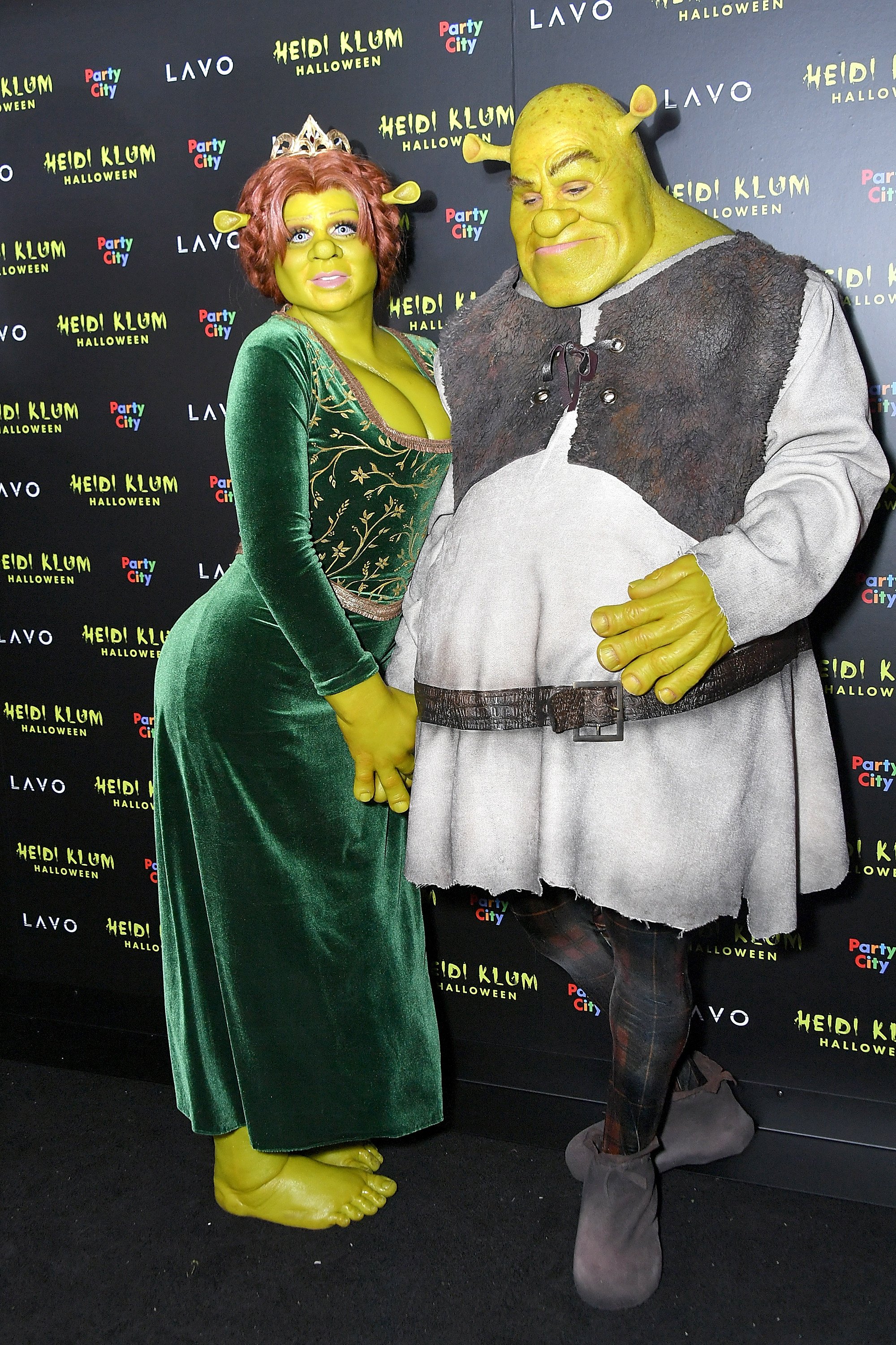 Heidi Klum and Tom Kaulitz looked incredible – and unrecognisable – as Princess Fiona and Shrek in 2018. Photo: Getty Images