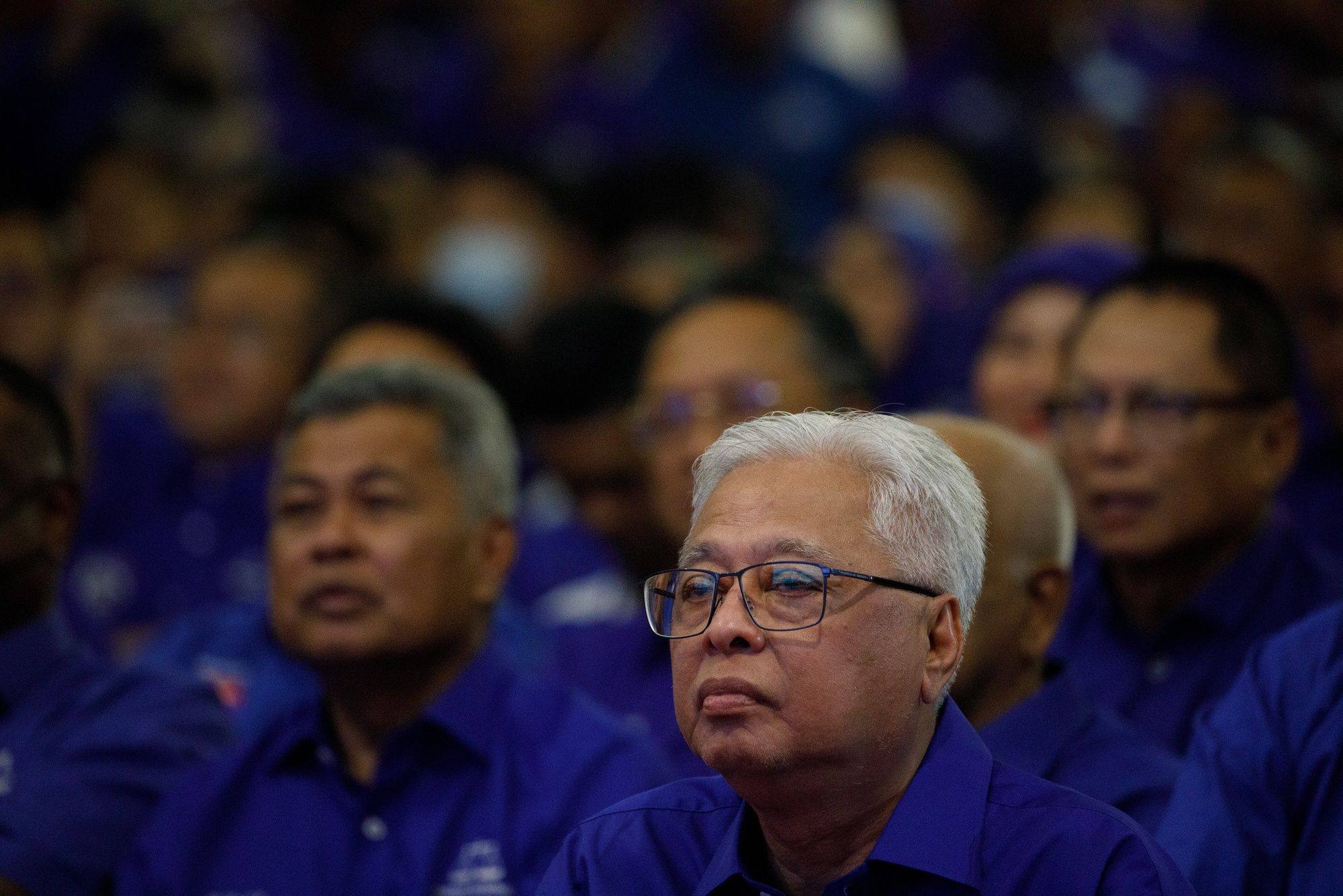 Malaysian Prime Minister Ismail Sabri Yaakob listens during an announcement of Barisan National candidates at Umno headquarters ahead of general elections. Photo: Bloomberg