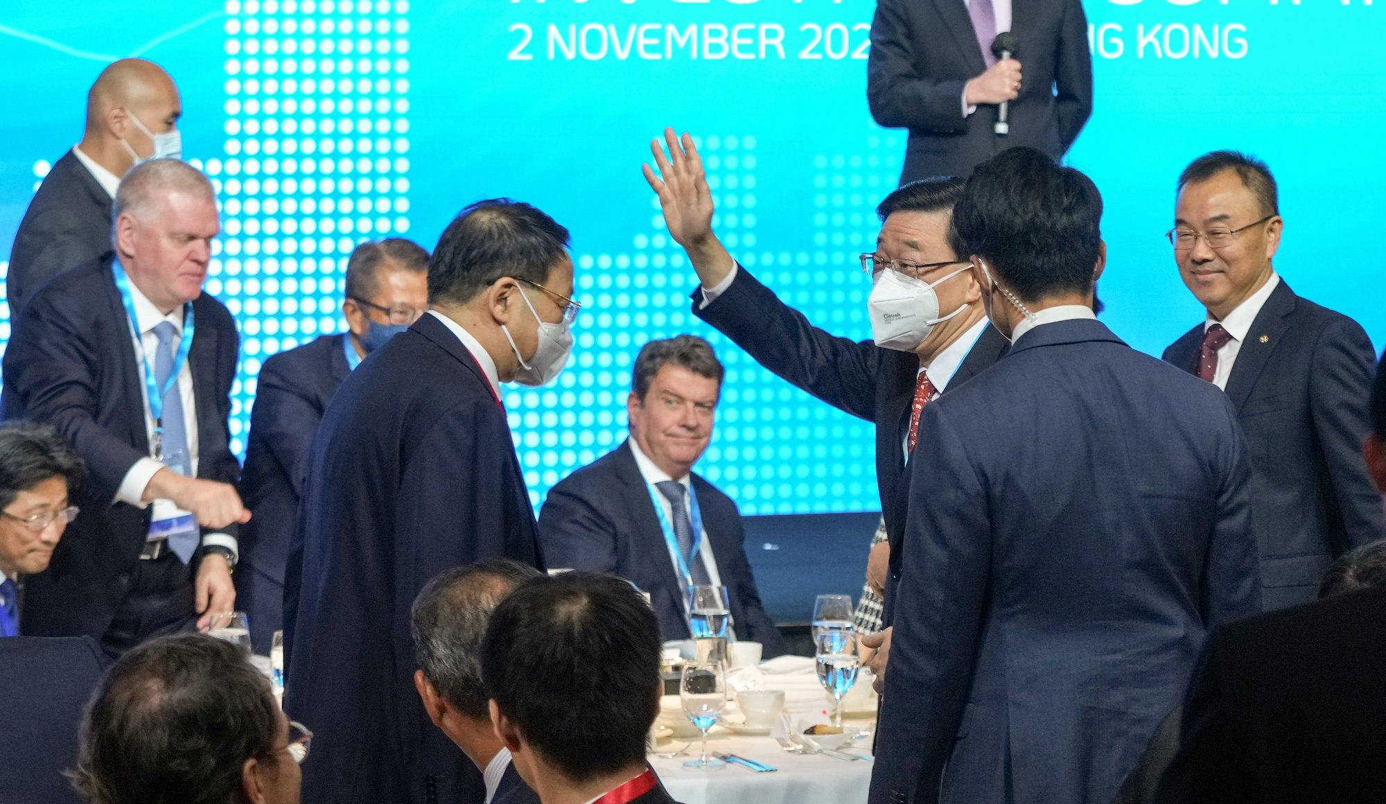 Hong Kong’s Chief Executive John Lee Ka-chiu spoke at the Global Financial Leaders’ Investment Summit at the Four Seasons Hotel in Central on 2 November 2022. Photo: Sam Tsang