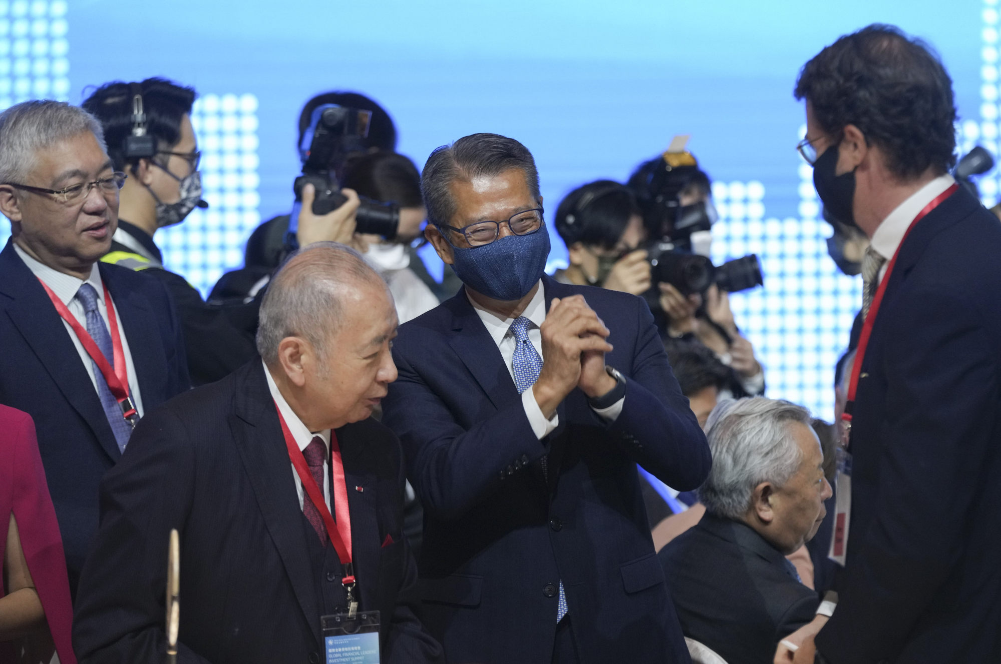 Hong Kong’s Financial Secretary Paul Chan Mo-po (centre) attended the Global Financial Leaders’ Investment Summit at the Four Seasons Hotel in Central on 2 November 2022. Photo: Sam Tsang