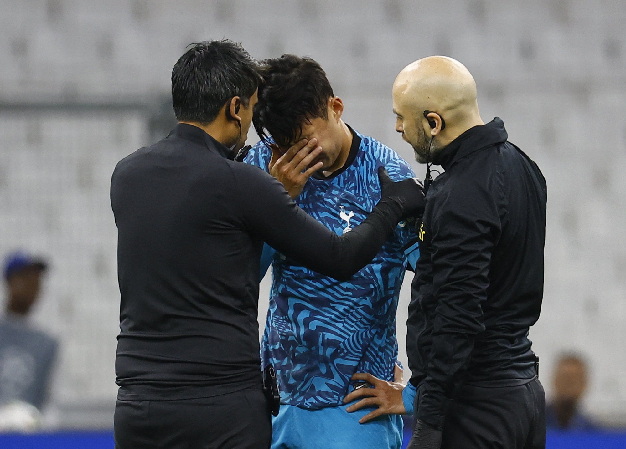 Son Heung-min, set to play at the World Cup for South Korea, was unsteady on his feet. Photo: Reuters