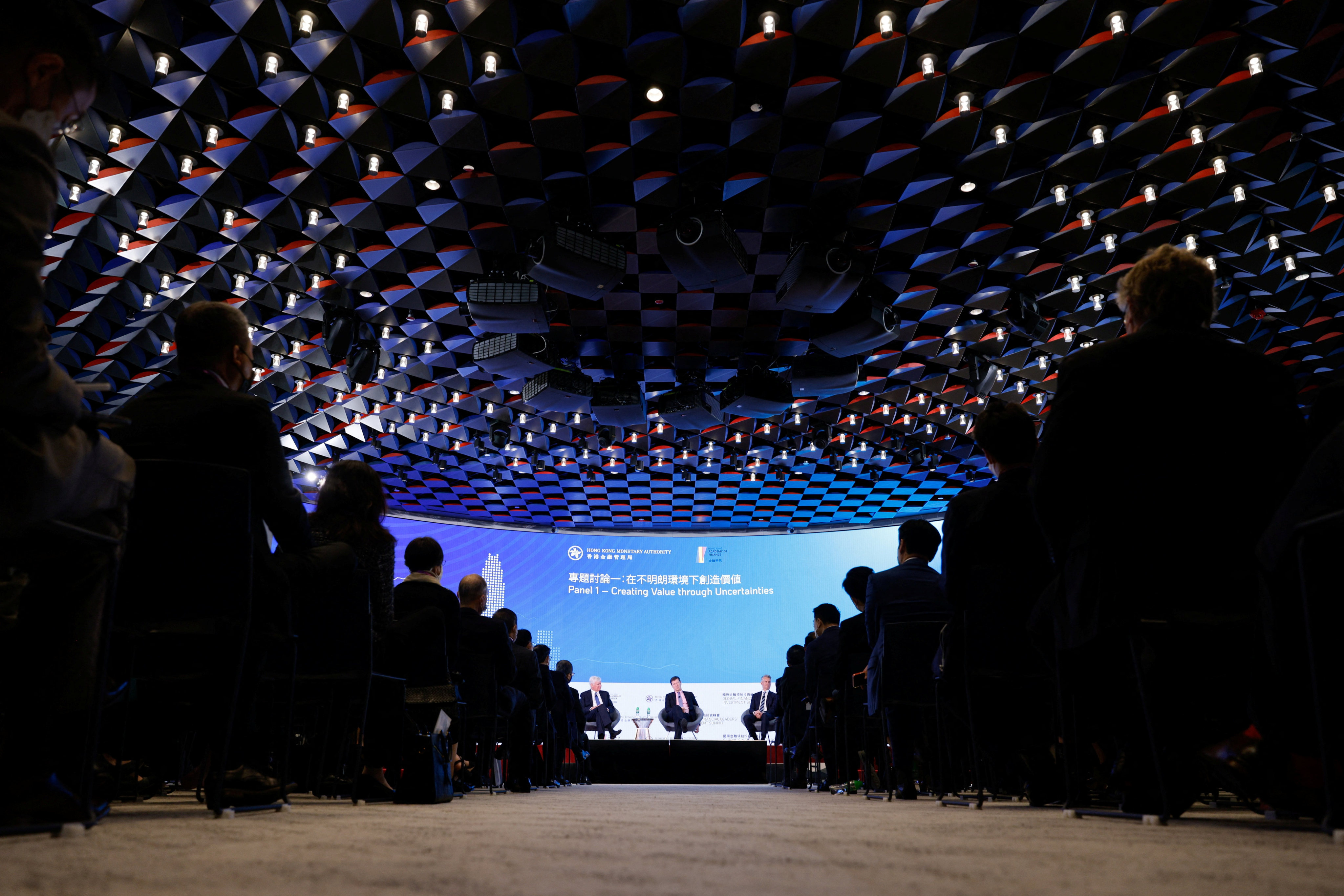 Participants attend the ‘Creating value through uncertainties’ panel at the Global Financial Leaders’ Investment Summit in Hong Kong, on Thursday. Photo: Reuters