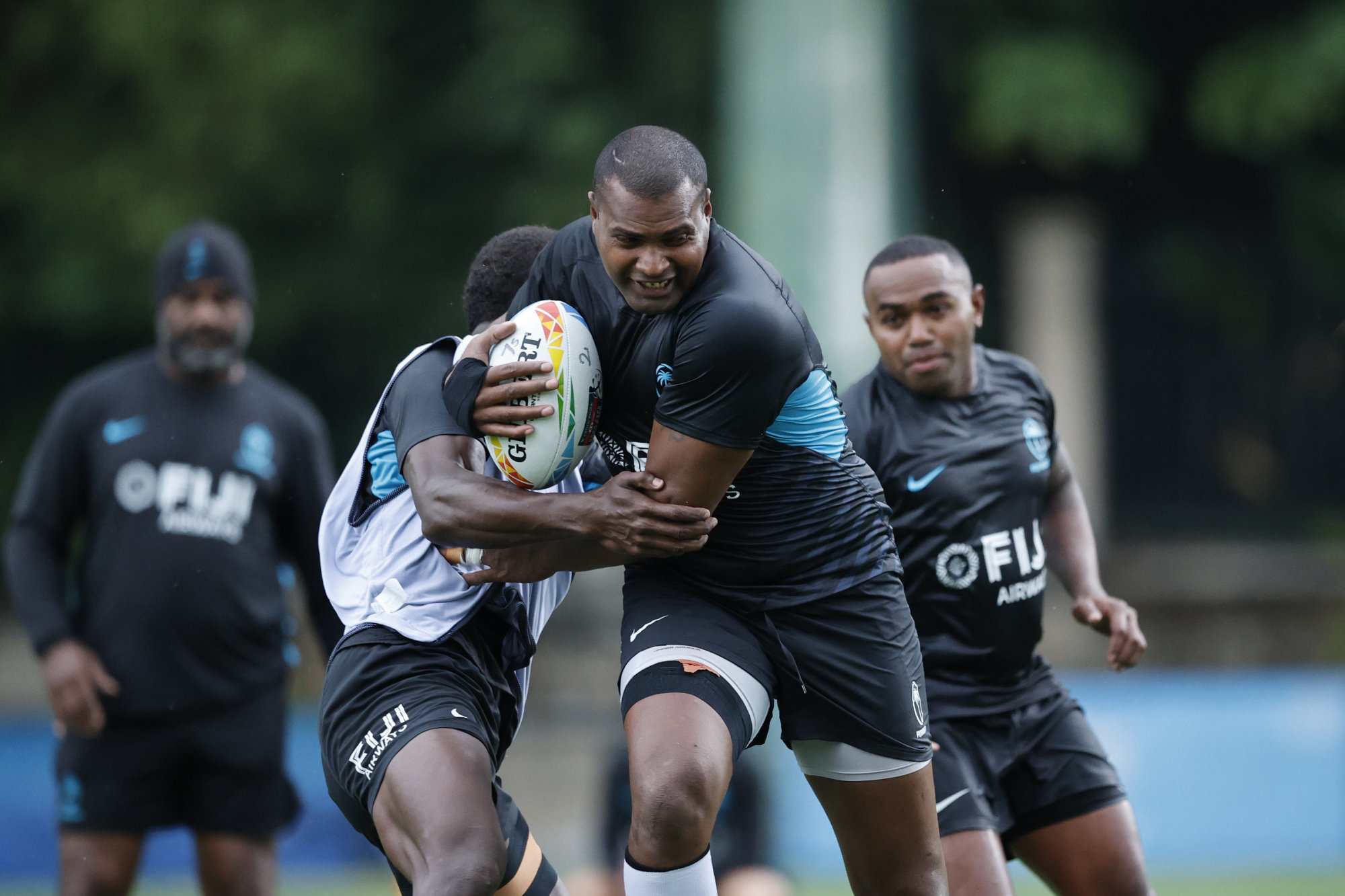 Fiji in action during training at King’s Park Sports Ground. Photo: Mike Lee/KLC fotos for World Rugby