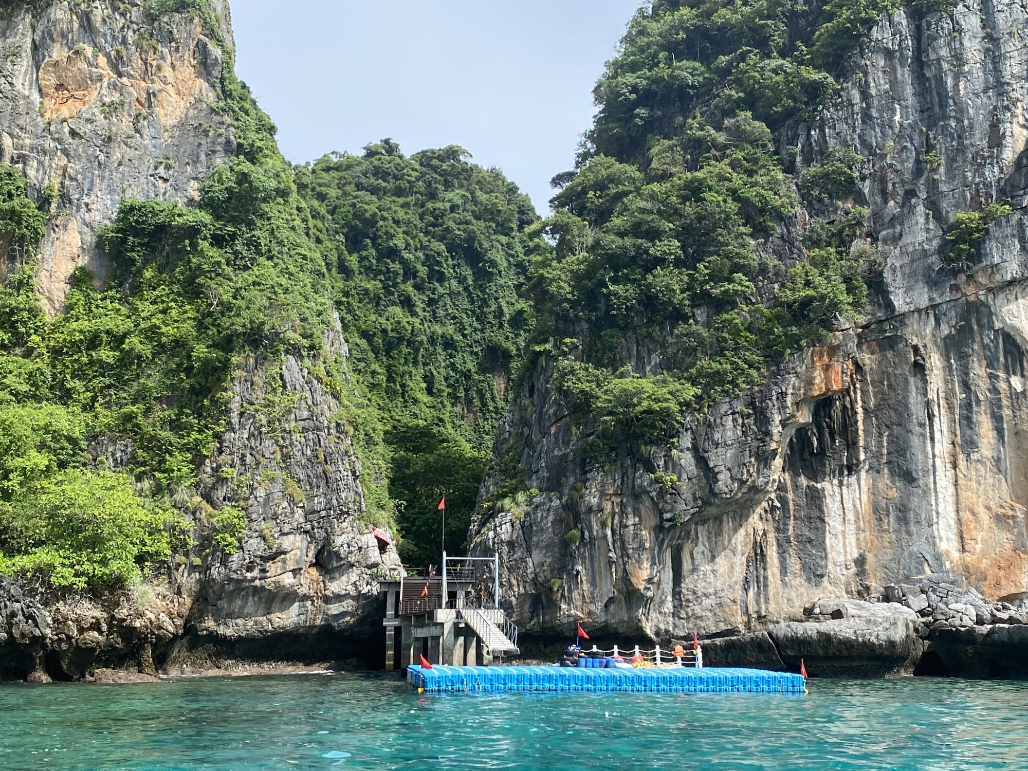 The disembarkation point where tourists land to walk to Maya Bay on the island of Phi Phi Leh. Photo: Tamara Hinson