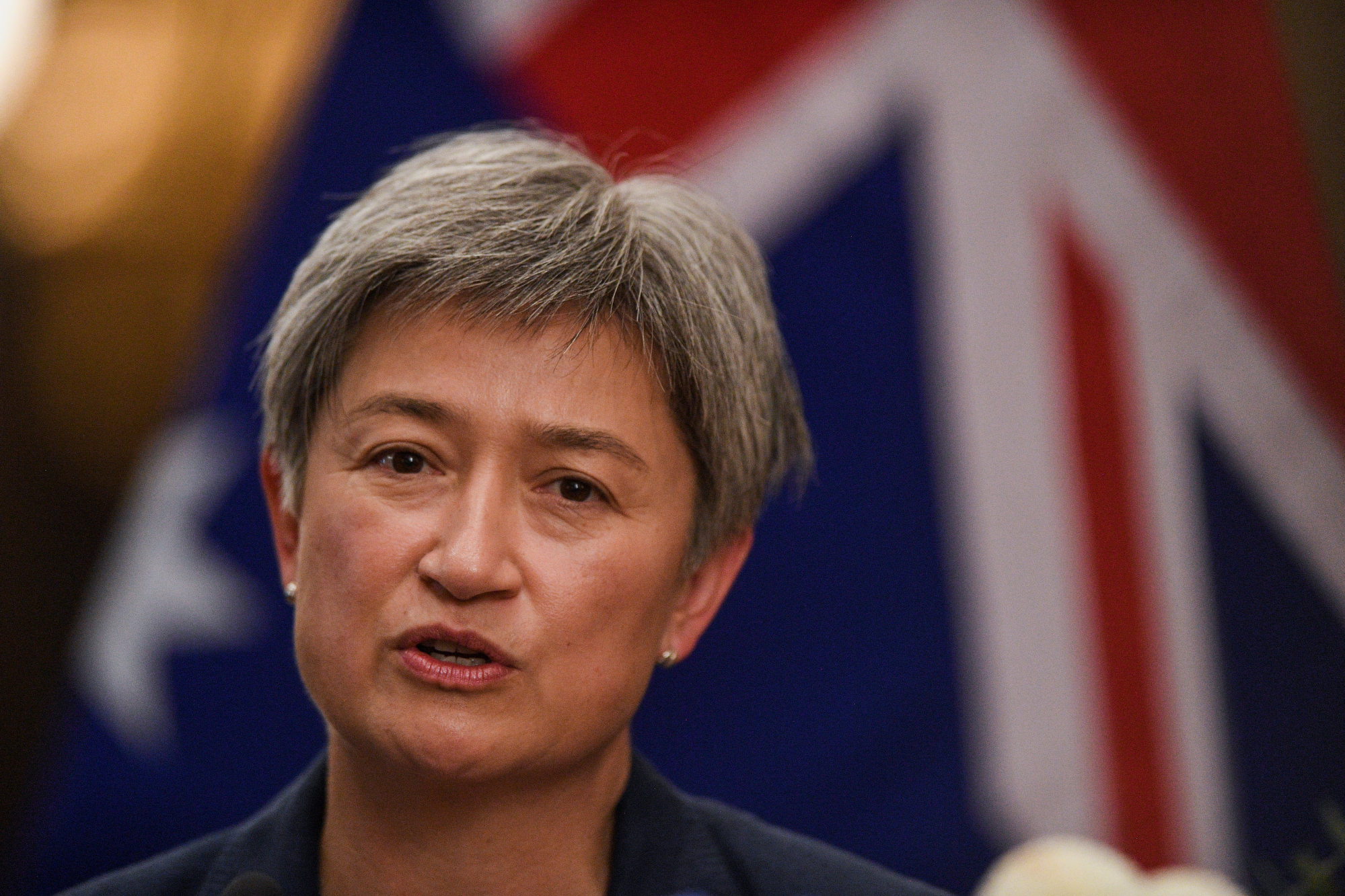 Australian Foreign Minister Penny Wong speaks during a news conference in Bangkok, Thailand, on November 1. The stationing of B-52 bombers in Australia will complicate the country’s diplomatic efforts led by Wong. Photo: Reuters