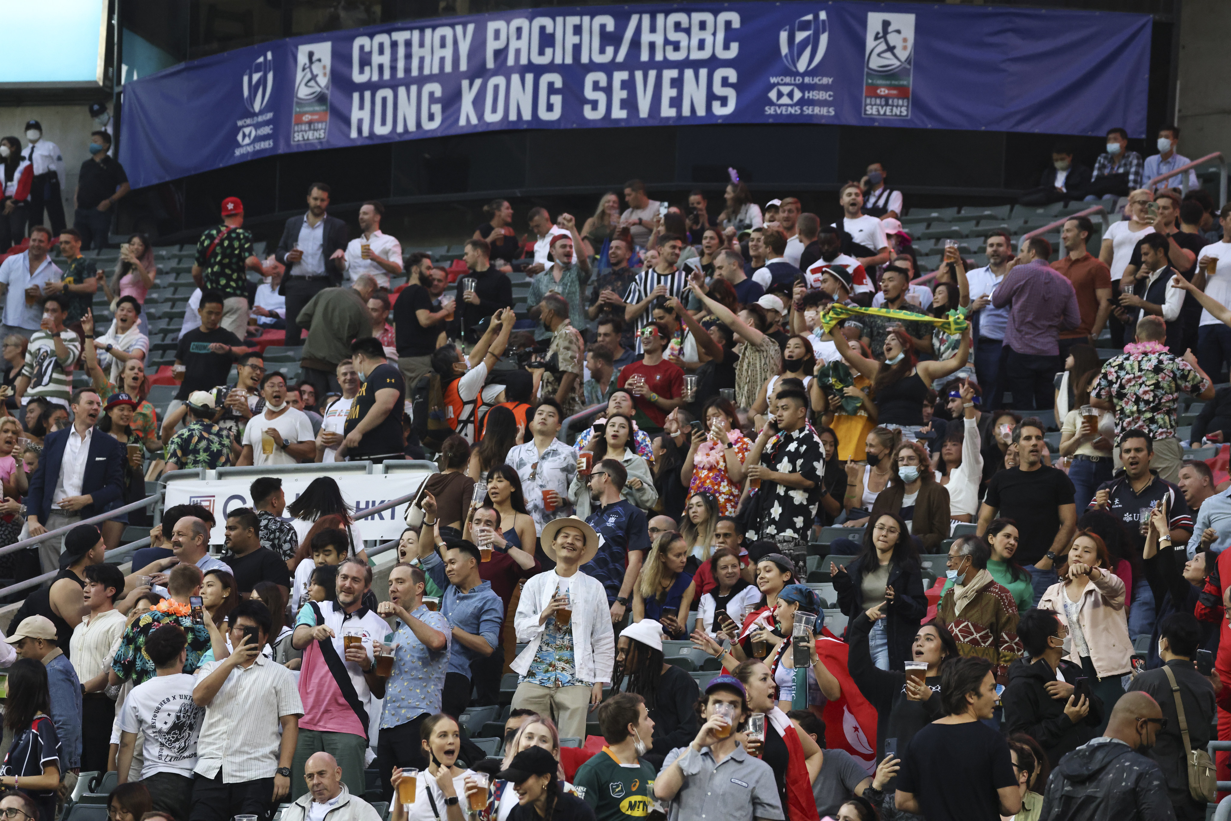 Rugby fans on day 1 of the 2022 Hong Kong Sevens. Photo: K.Y. Cheng
