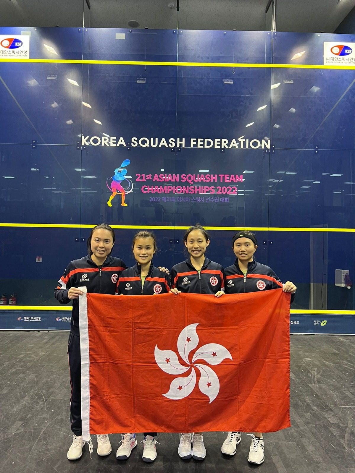 Hong Kong’s women won the Asian Team Championships in Korea.  (From right) Simmi Chan, Ho Tze-lok, Lee ka-yi and Tong Ssz-wing. Photo: Handout