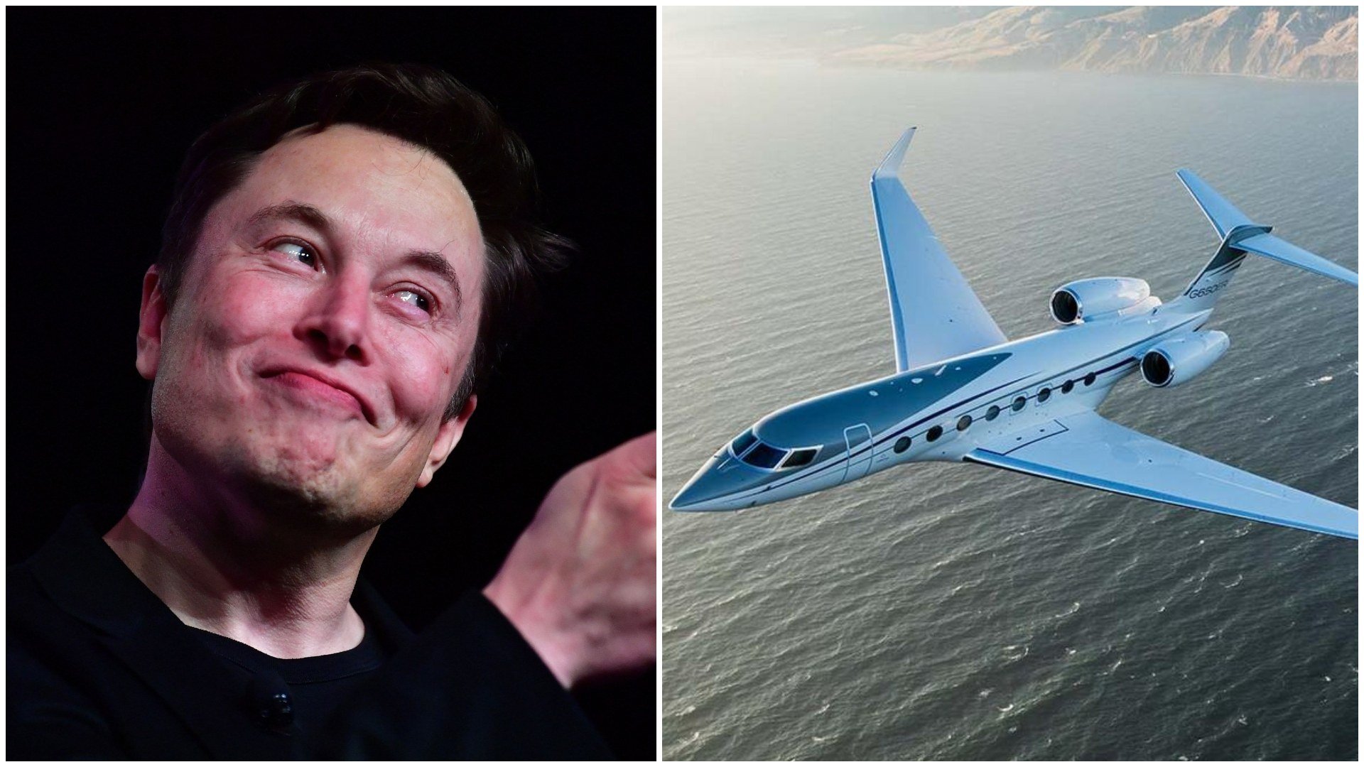 Elon Musk and a G650ER in the air. Photos: AFP; Luxurylaunches