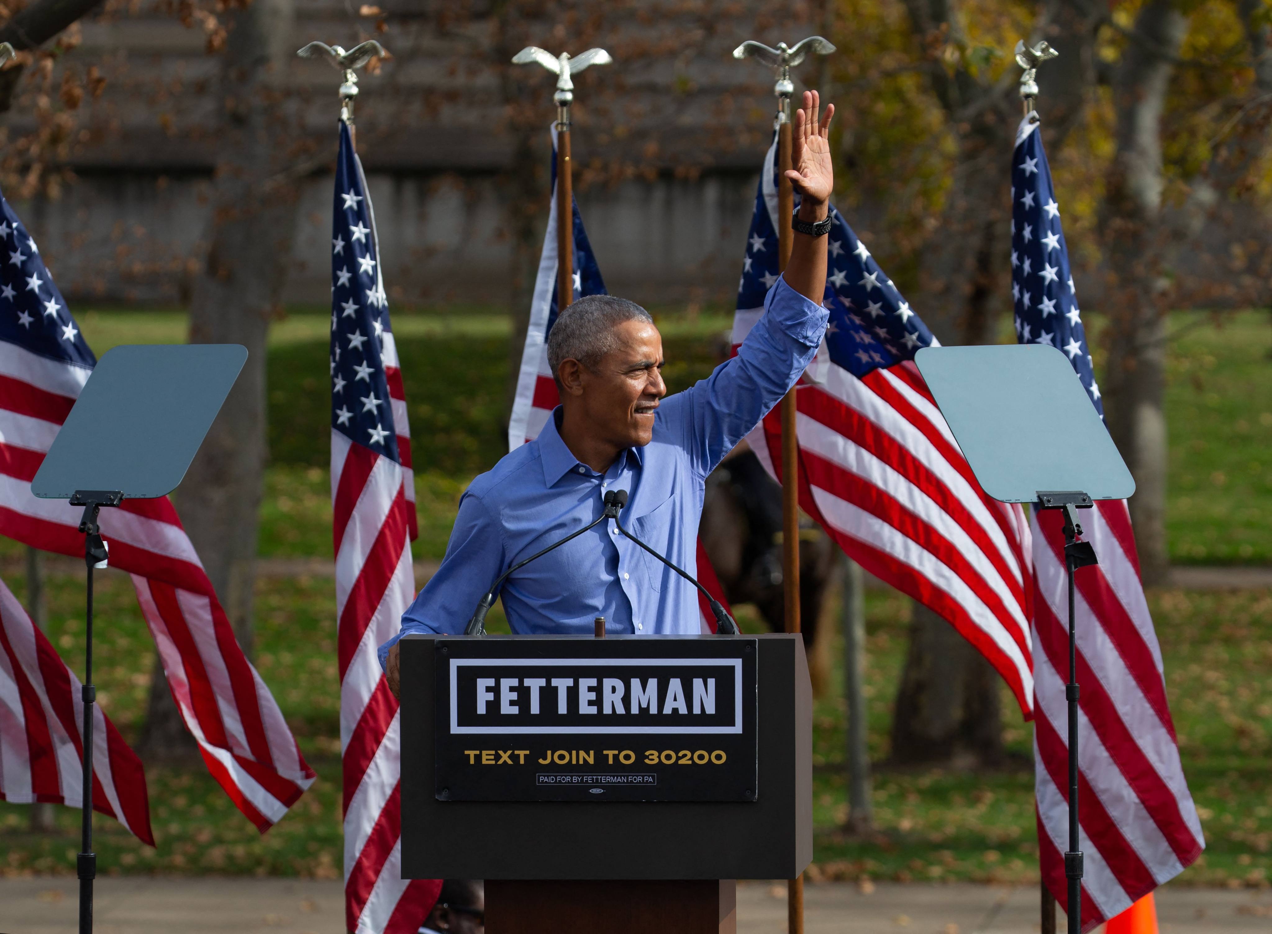 Former President Barack Obama attends a rally in support of Democratic Senate candidate John Fetterman in Pittsburgh on Nov. 5, 2022. Photo: TNS