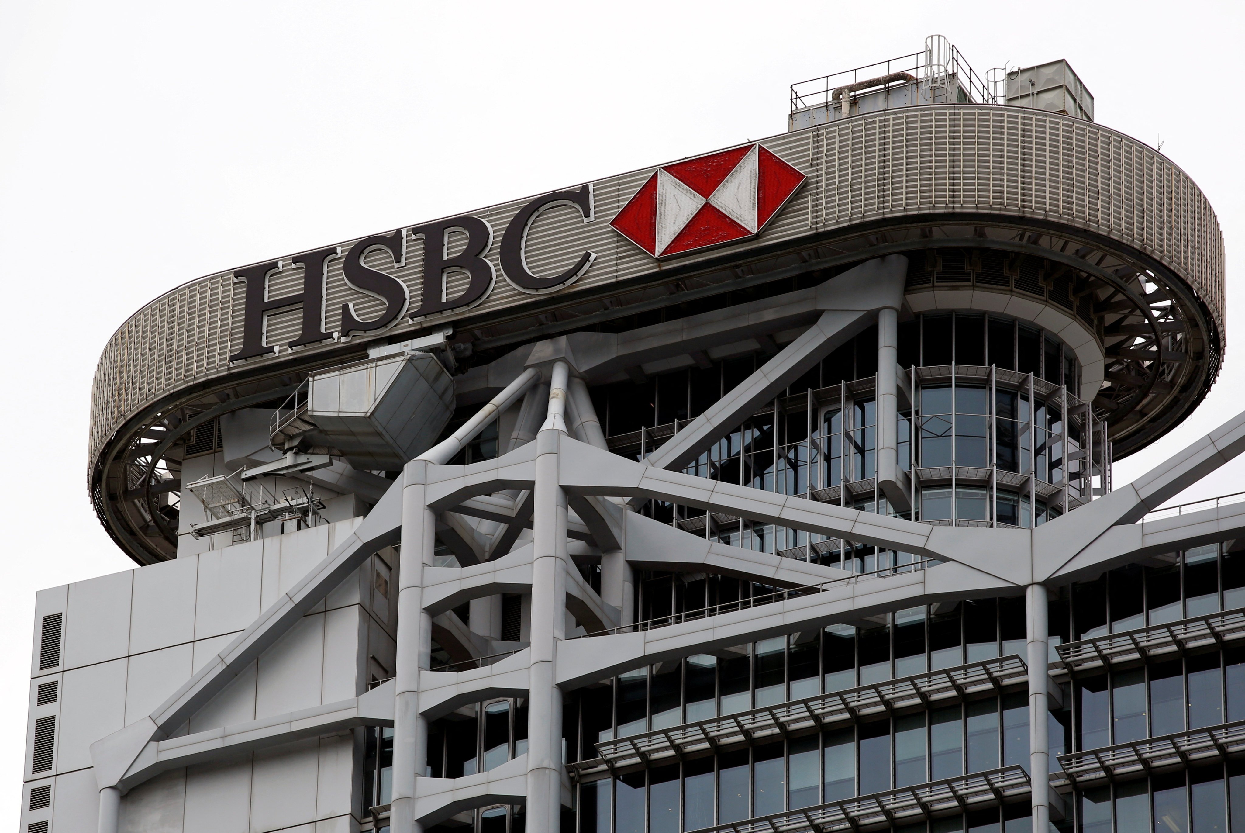 The HSBC logo is seen on its headquarters in Hong Kong. The bank’s CEO has pledged to support the city’s recovery from the Covid-induced slump. Photo: Reuters