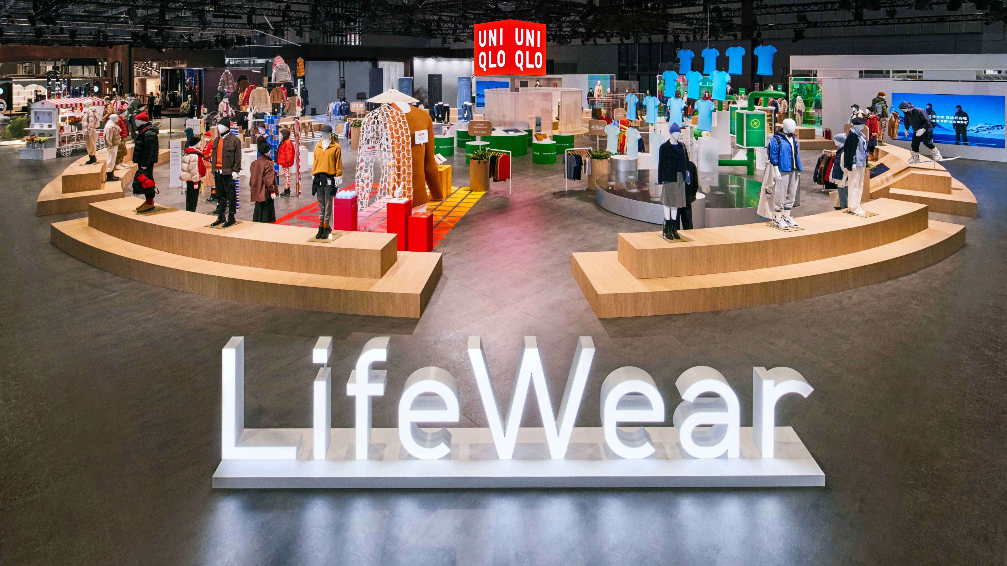 Uniqlo’s range of sustainable fashion wear on display at the 5th CIIE in Shanghai in November 2022. Photo: SCMP