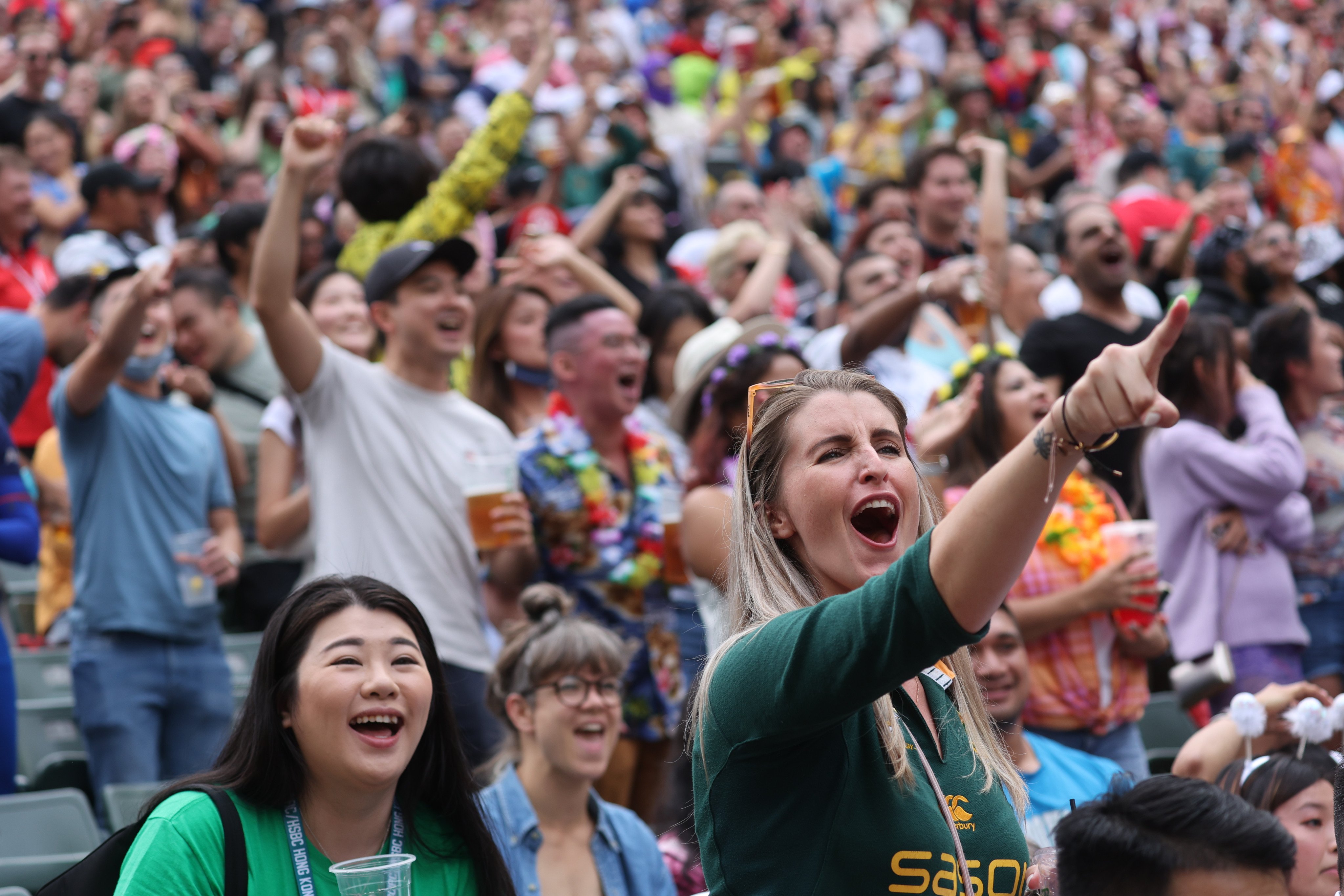Fans cheer on the last day of the Hong Kong Sevens rugby tournament at Hong Kong Stadium in Causeway Bay on November 6.
Photo: Yik Yeung-man