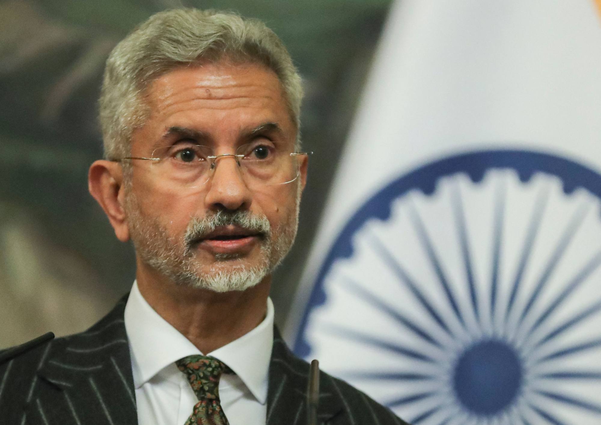 Jaishankar at the press conference on Tuesday in Moscow. Photo: AFP