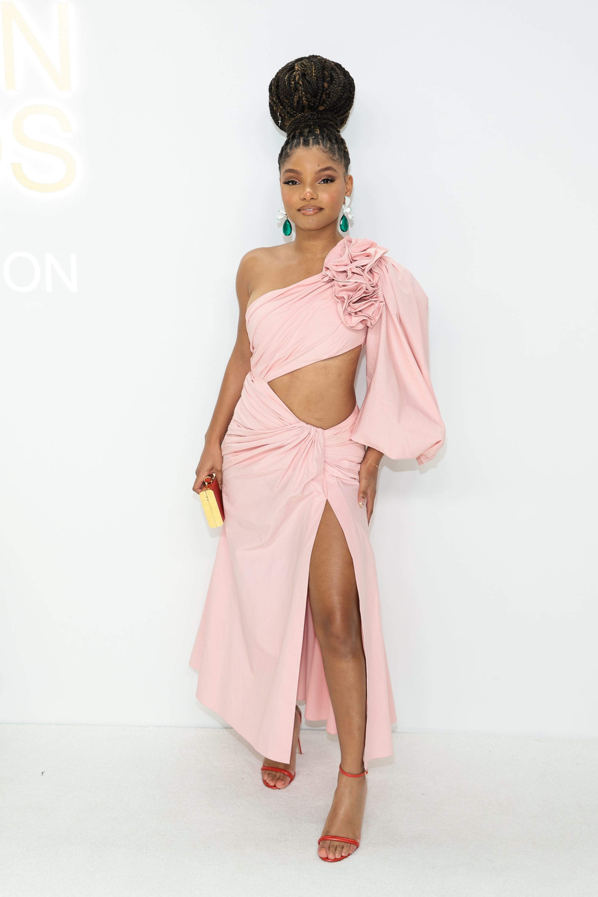 Halle Bailey looked pretty in pink at the fashion awards. Photo: AFP