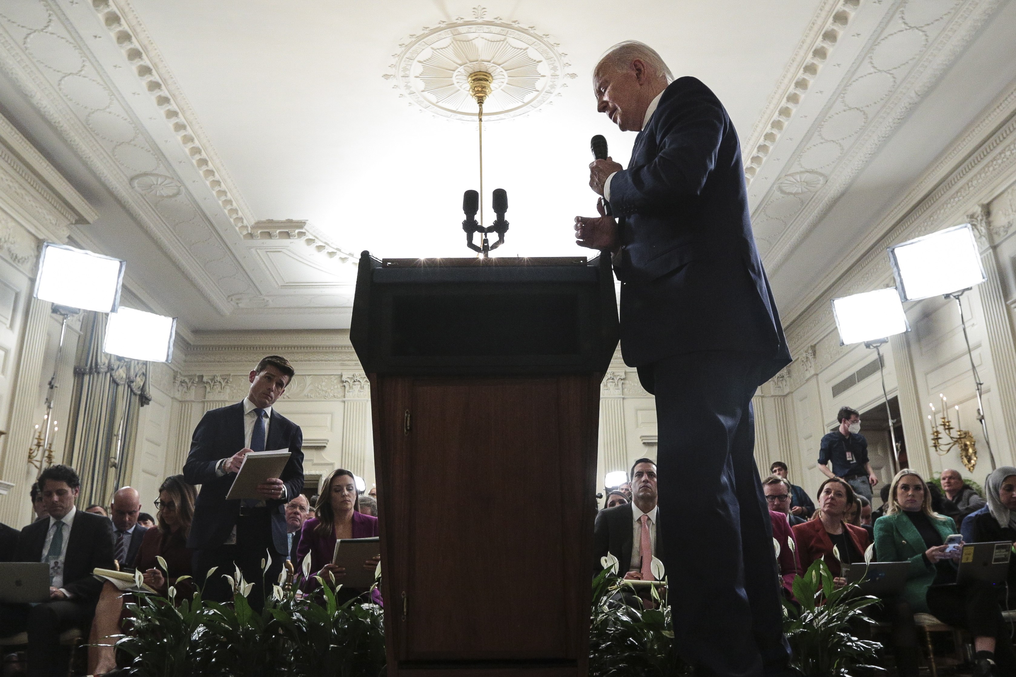 US President Joe Biden holds a press conference at the White House on Wednesday. Photo: EPA-EFE