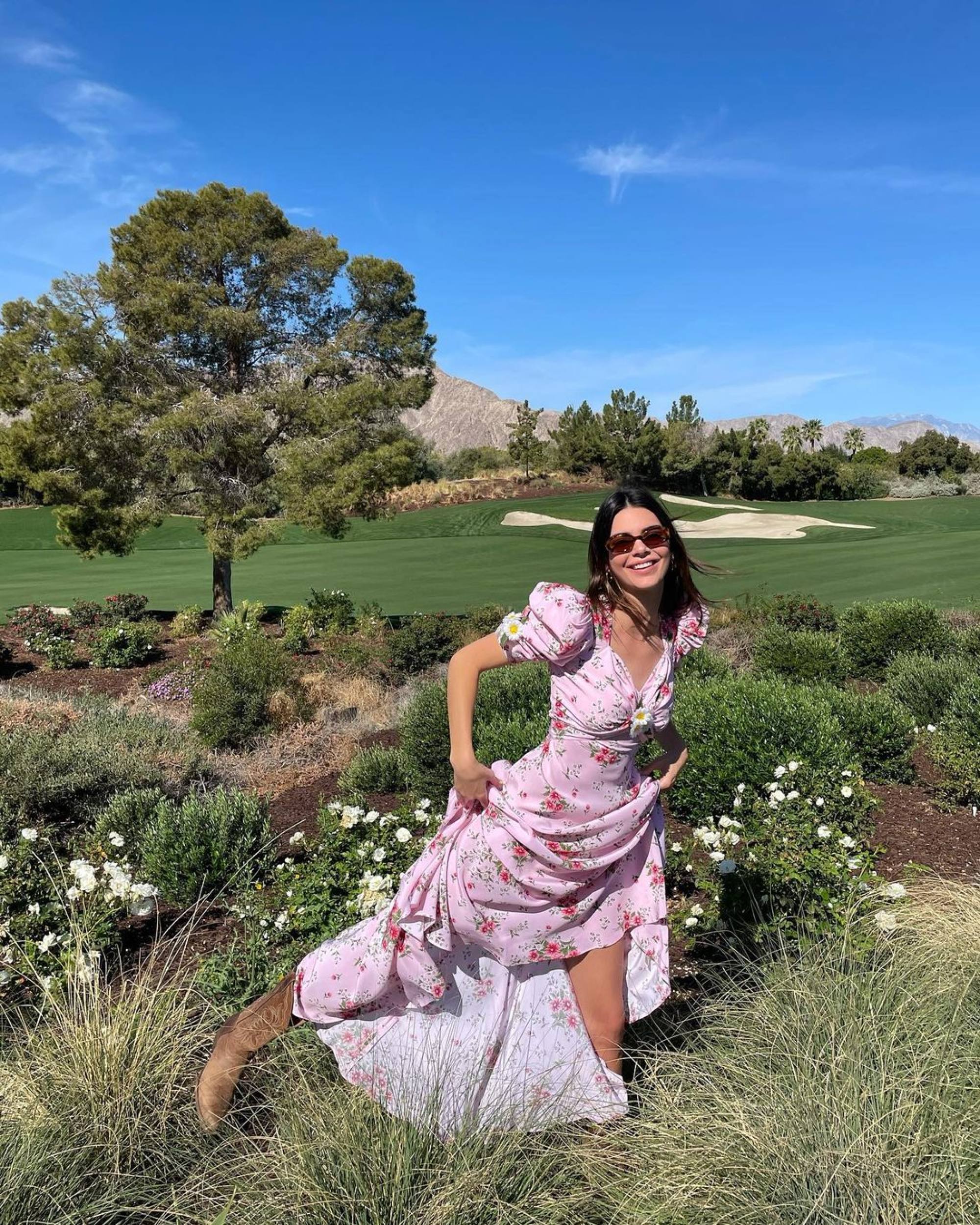 Kendall Jenner wore the same pink dress as Selena Gomez did in her “De Una Vez” video about overcoming heartbreak. Photo: @kendalljenner/Instagram