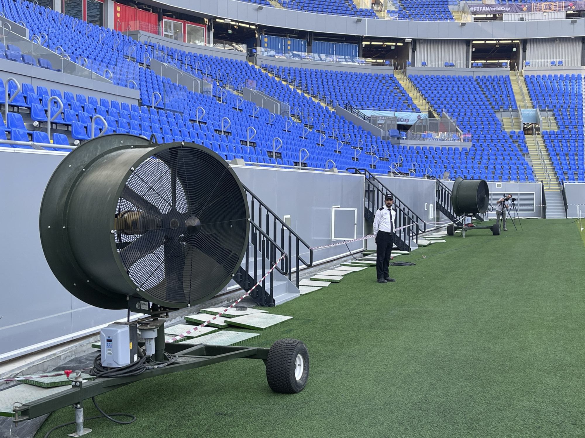 Cooling fans inside one of the stadiums. Photo: Chris Dwyer