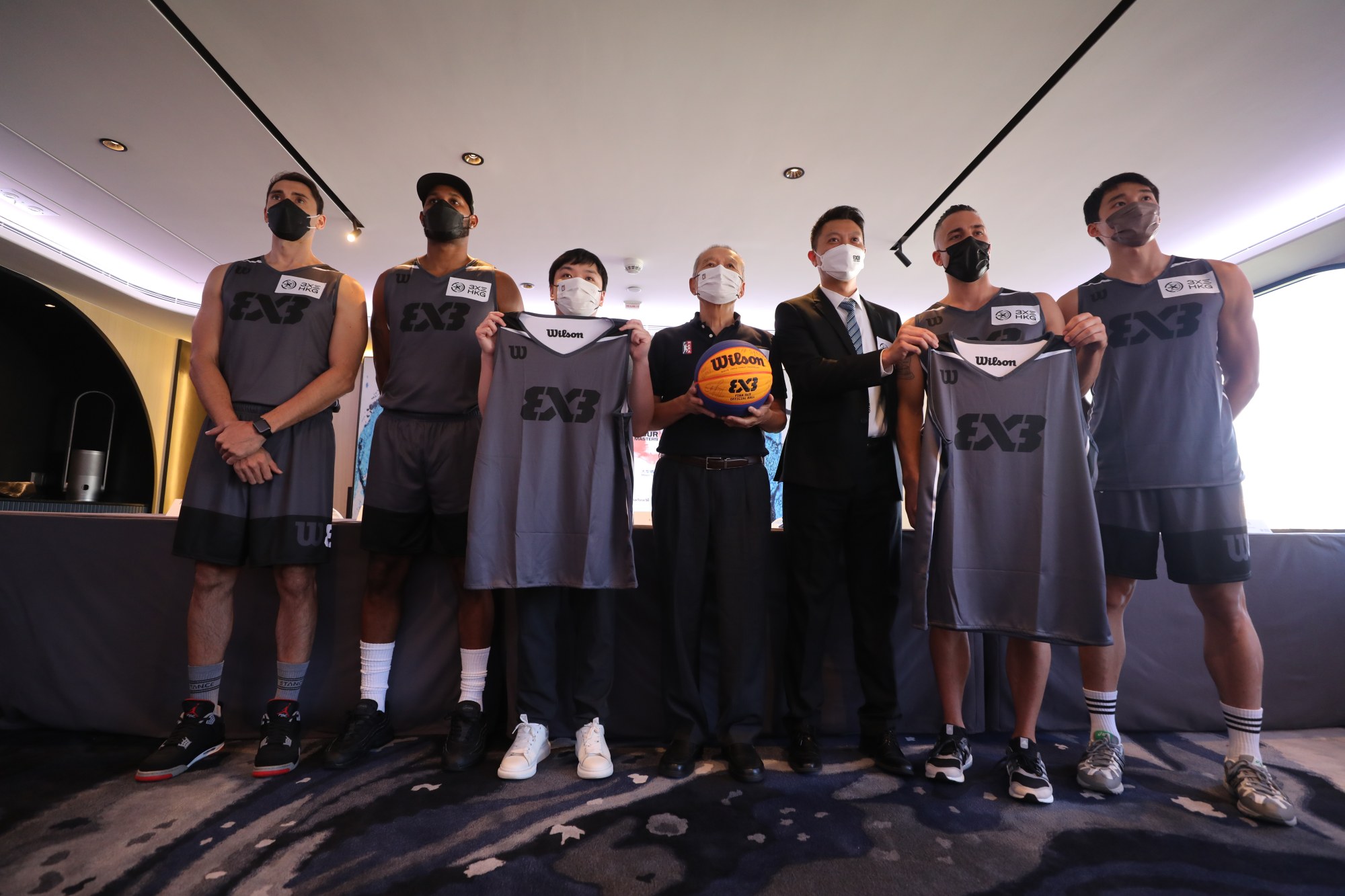 Team Hong Kong at the official launch of Fiba-backed Hong Kong Masters 3X3 basketball. Photo: Xiaomei Chen