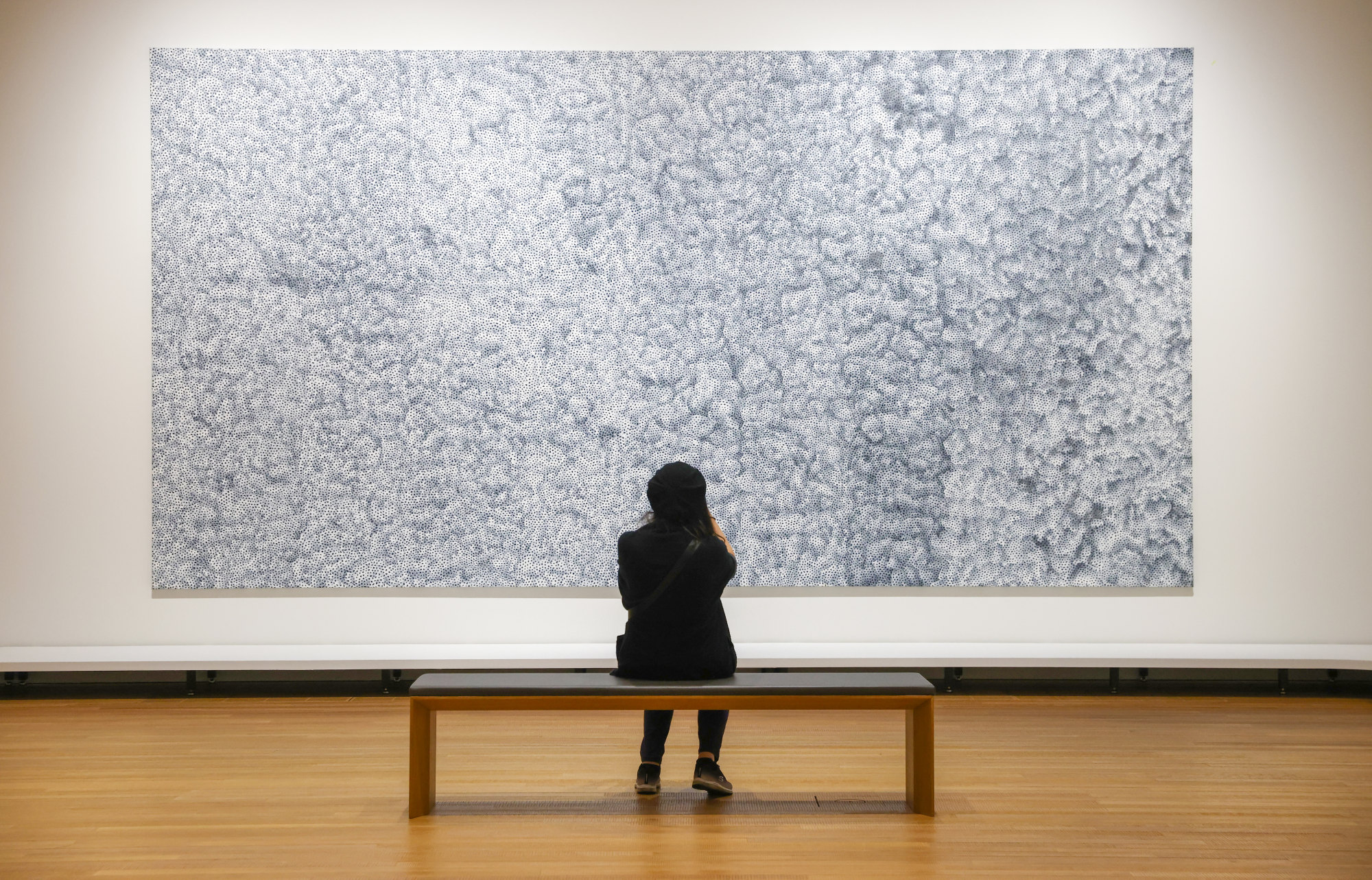 “Infinity-nets (OQABT)” (2007) by Yayoi Kusama at the exhibition. Photo: May Tse