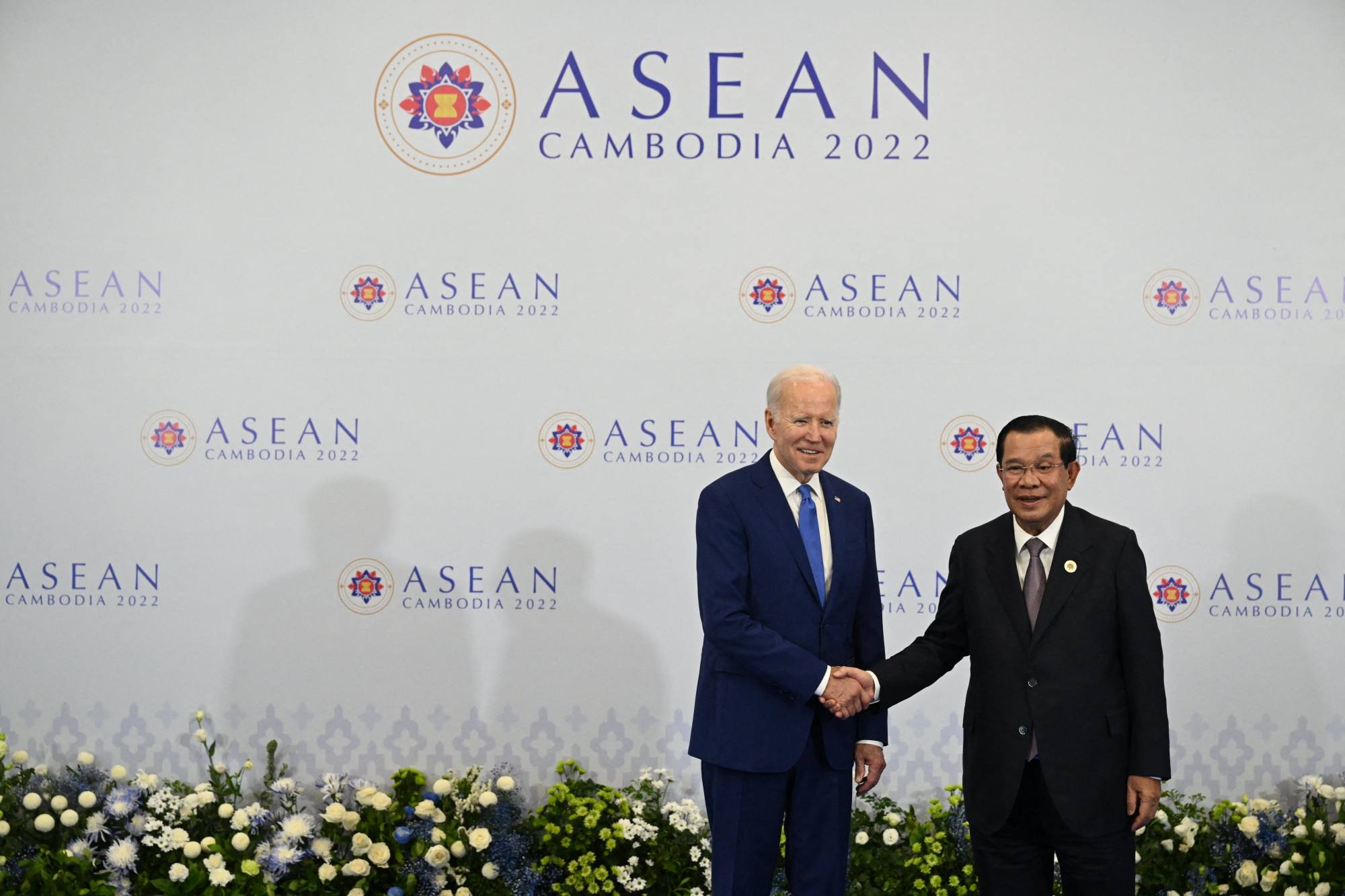 US President Joe Biden meets Cambodia’s Prime Minister Hun Sen on the sidelines of the Association of Southeast Asian Nations Summit in Phnom Penh on November 12, 2022. Photo: AFP