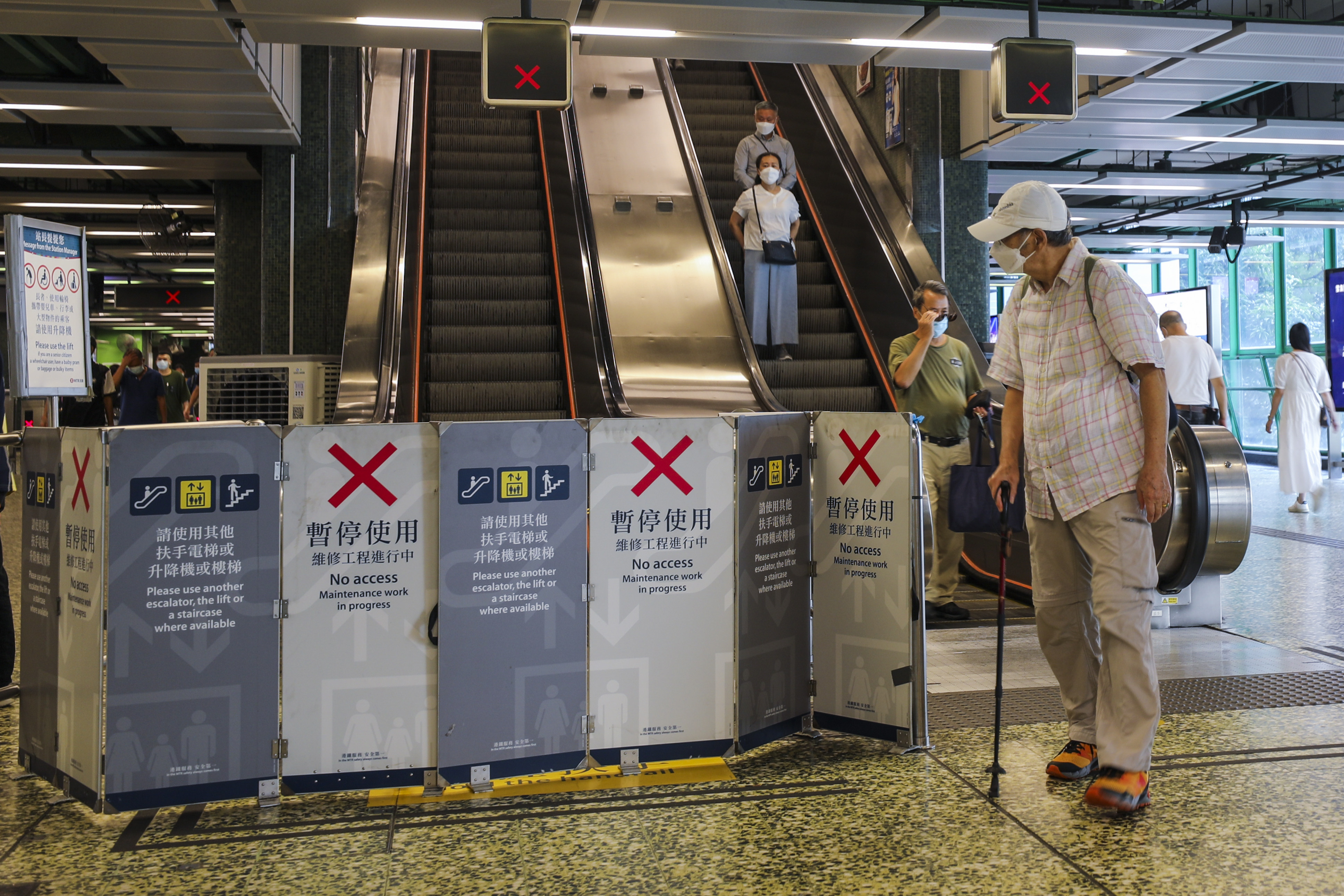 The escalator’s comb plates and steps at Chai Wan MTR station were damaged. Photo: Xiaomei Chen