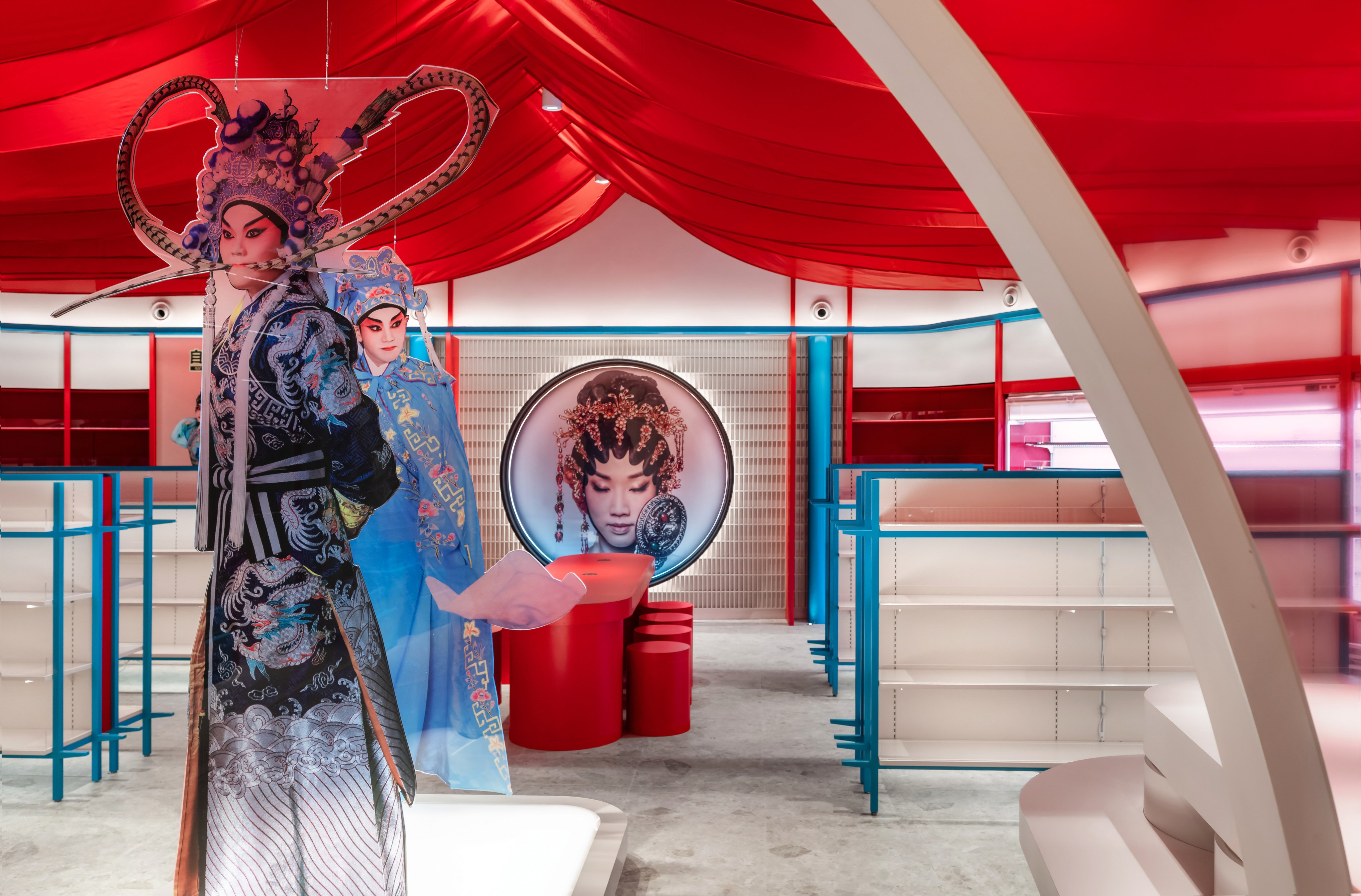 Hong Kong architecture and interior design studio Metagram drew on Cantonese opera to design the new Natural is Best snack shop at the West Kowloon Cultural District’s Xiqu Centre. Photo: Steven Ko