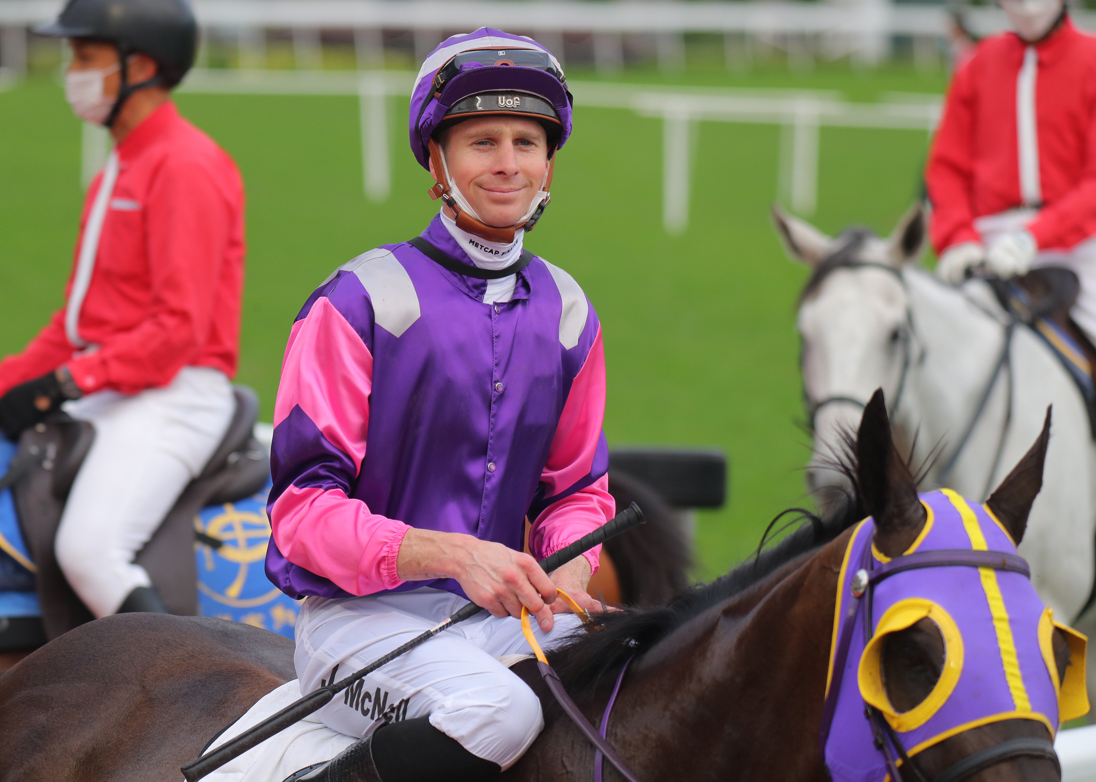Jye McNeil returns after finishing second aboard Yes We Can at Sha Tin on Saturday. Photo: Kenneth Chan