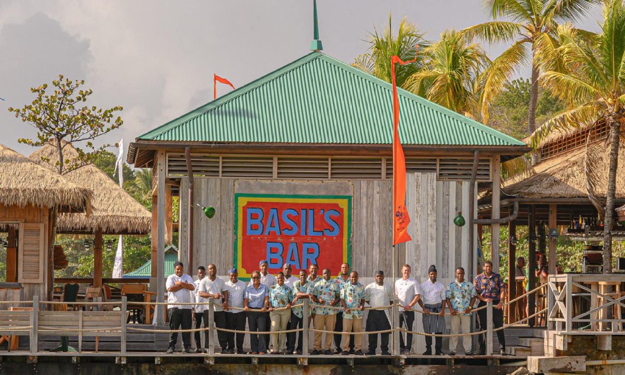 Basil’s Bar is one of the only restaurants on the island of Mustique. Photo: Basil’s Bar