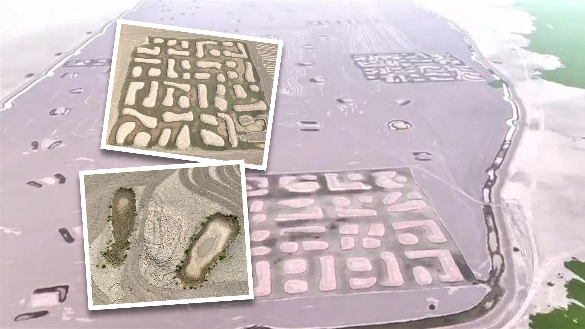 Official explanations about mysterious patterns on a lake floor exposed by drought in China being fish traps don’t stop excited internet users from speculating about aliens. Photo: SCMP composite