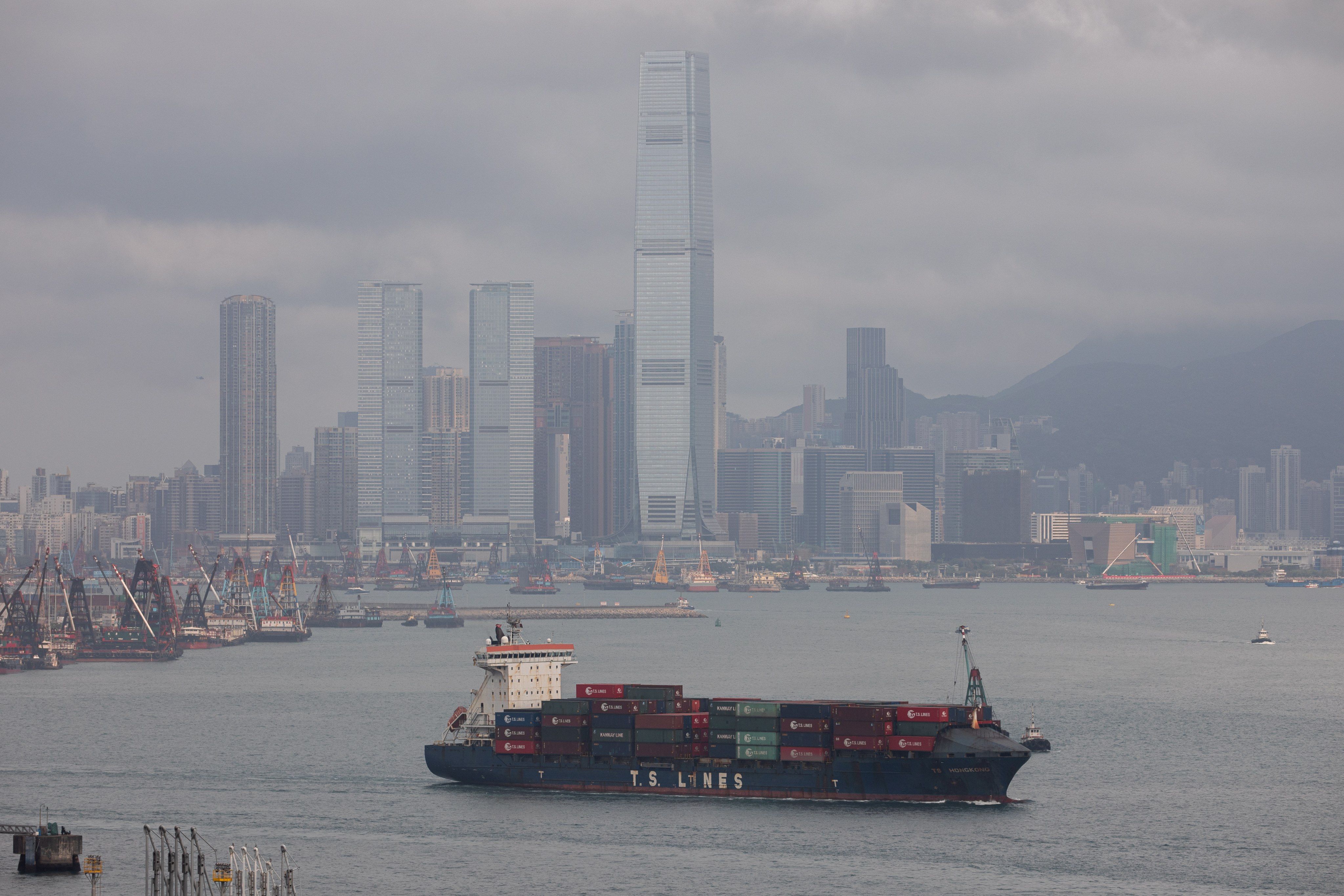 The Kwai Tsing terminal in Hong Kong. It handled 0.96 million TEUs in October, a decline of about 20 per cent compared to last year. Photo: EPA-EFE
