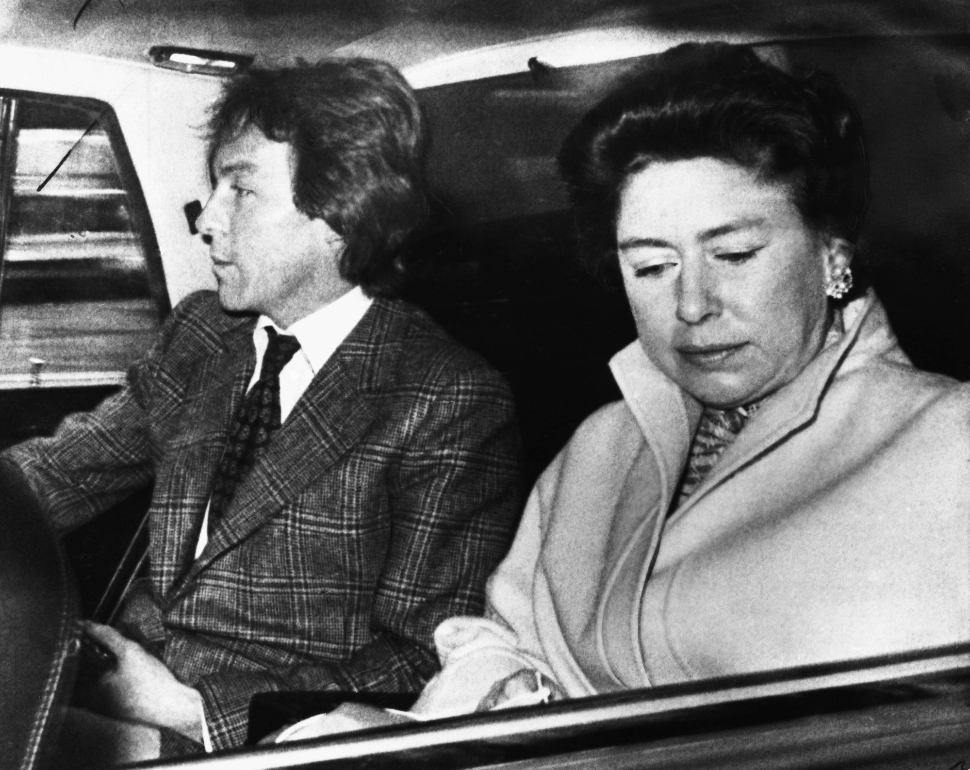 Princess Margaret and her companion Roddy Llewellyn on their way to Heathrow Airport before departing for a holiday in the Caribbean. Photo: Getty Images