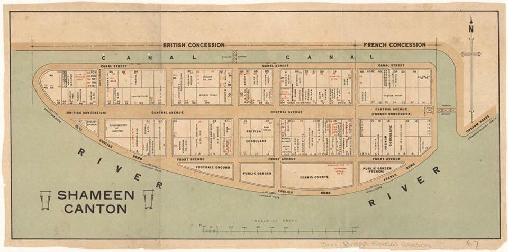 An undated map of Shamian Island, Guangzhou.