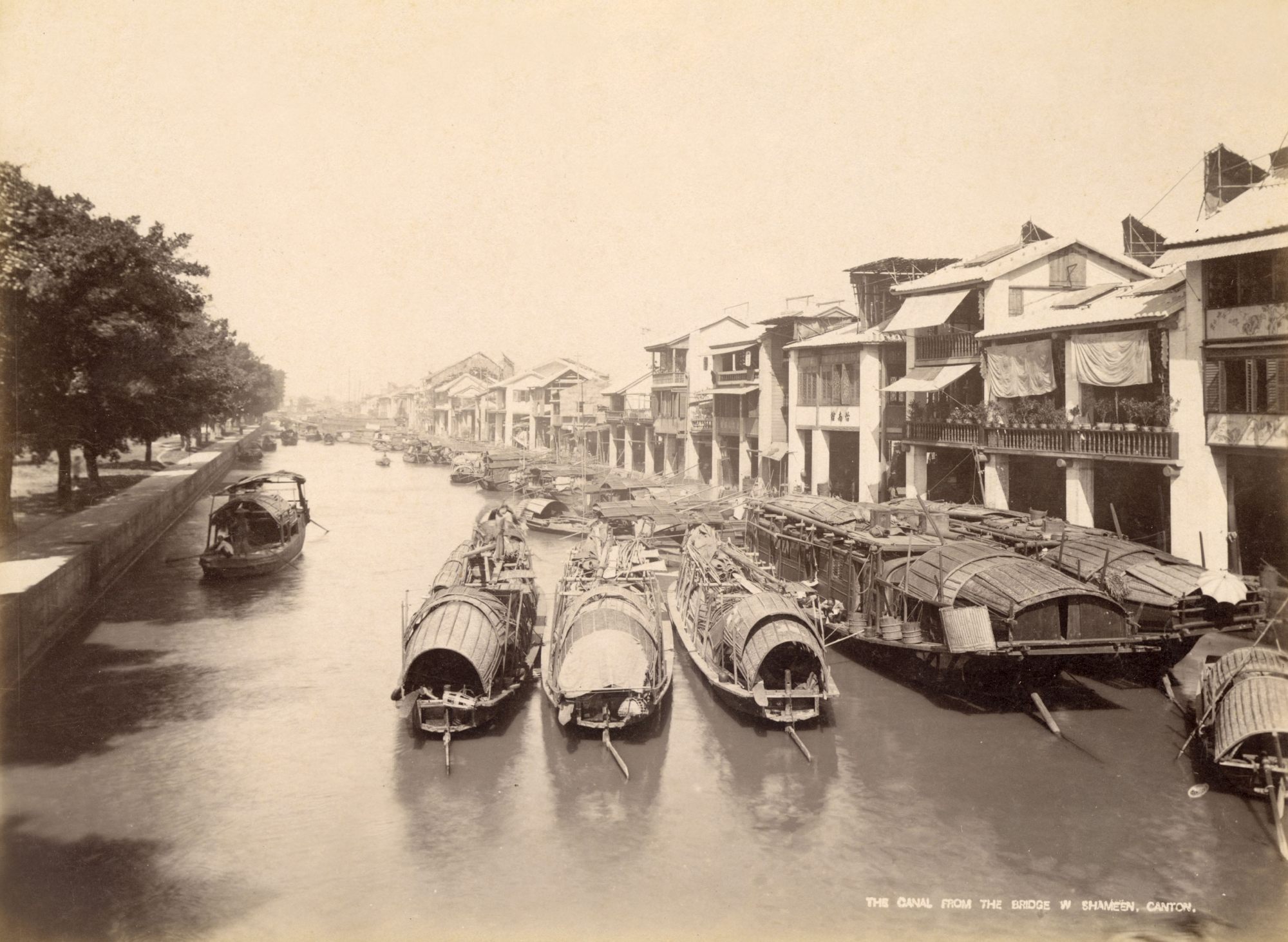 The canal separating Shamian Island and Guangzhou, circa 1870-1880. Photo: Getty Images