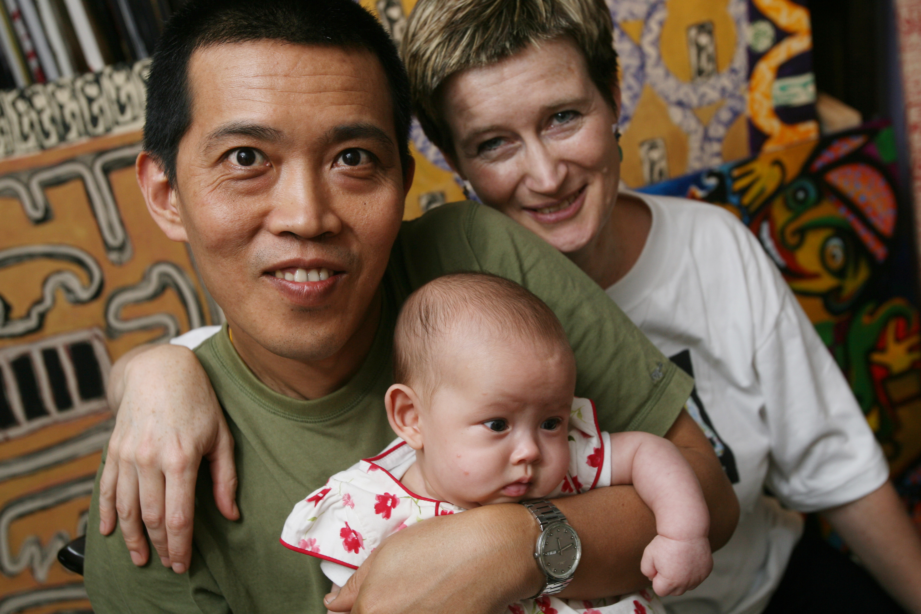 One of the prisoners being released in Myanmar, Vicky Bowman (pictured with her husband, Burmese artist Htein Lin, and their baby Aurora). Photo: SCMP