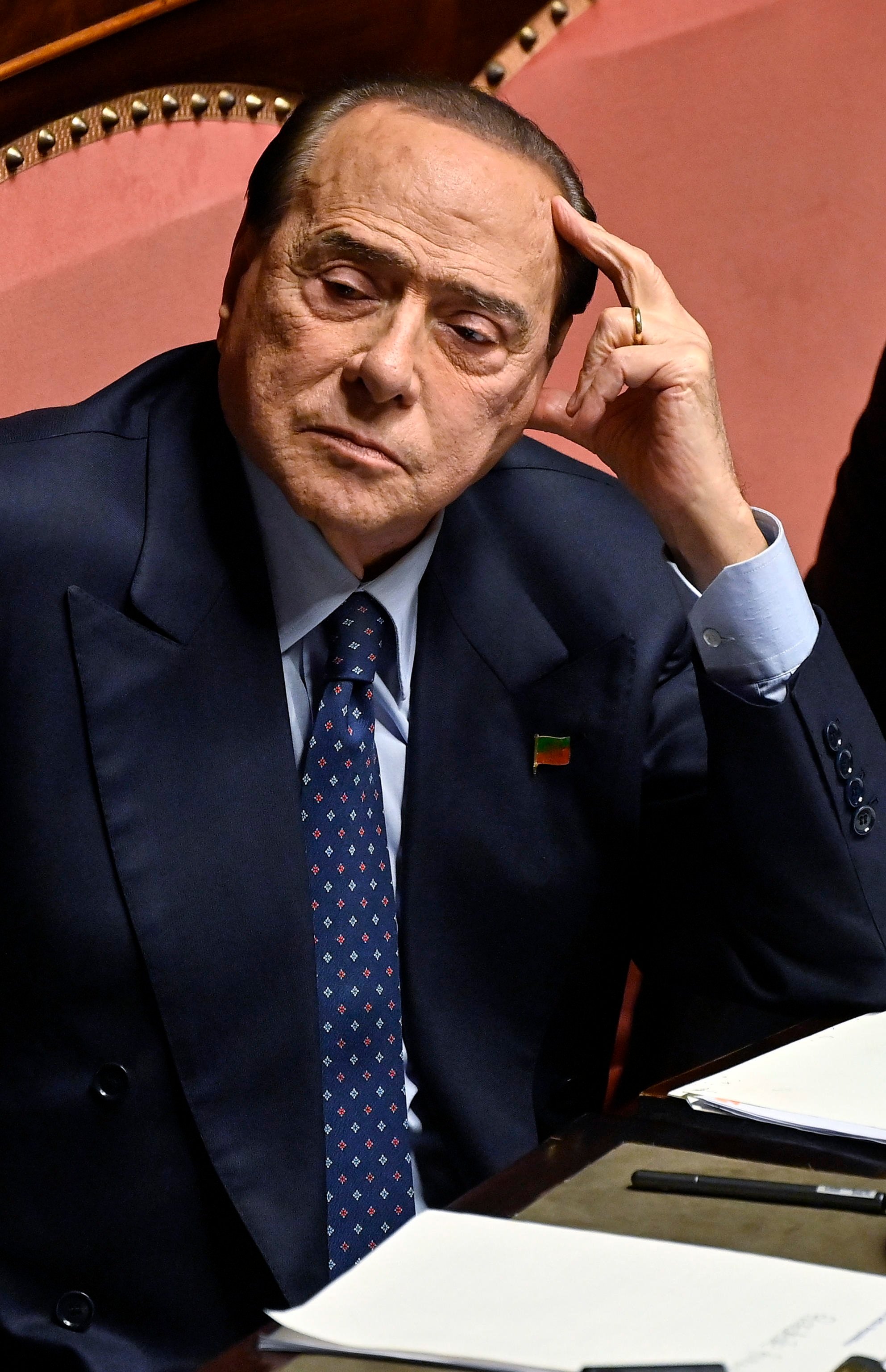 Former Italy prime minister Silvio Berlusconi at the Senate in Rome on October 26. Photo: EPA-EFE