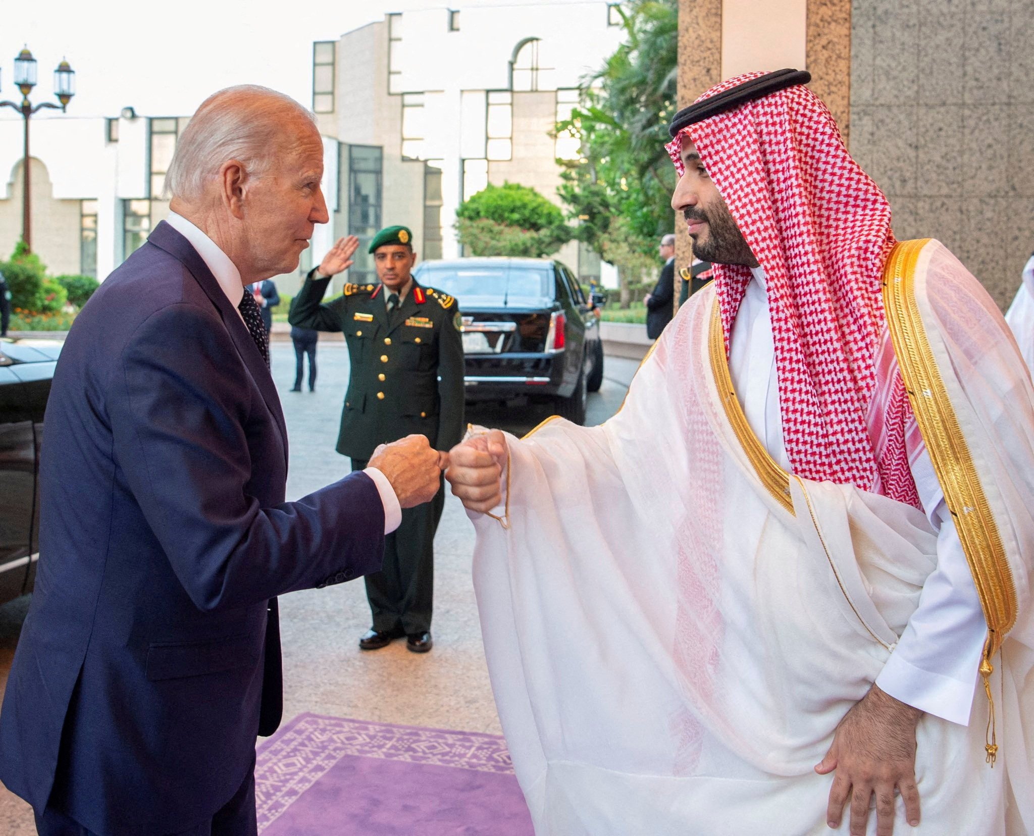Saudi Crown Prince Mohammed bin Salman (right) fist bumps US President Joe Biden in Jeddah. File photo: Saudi Royal Court/Reuters